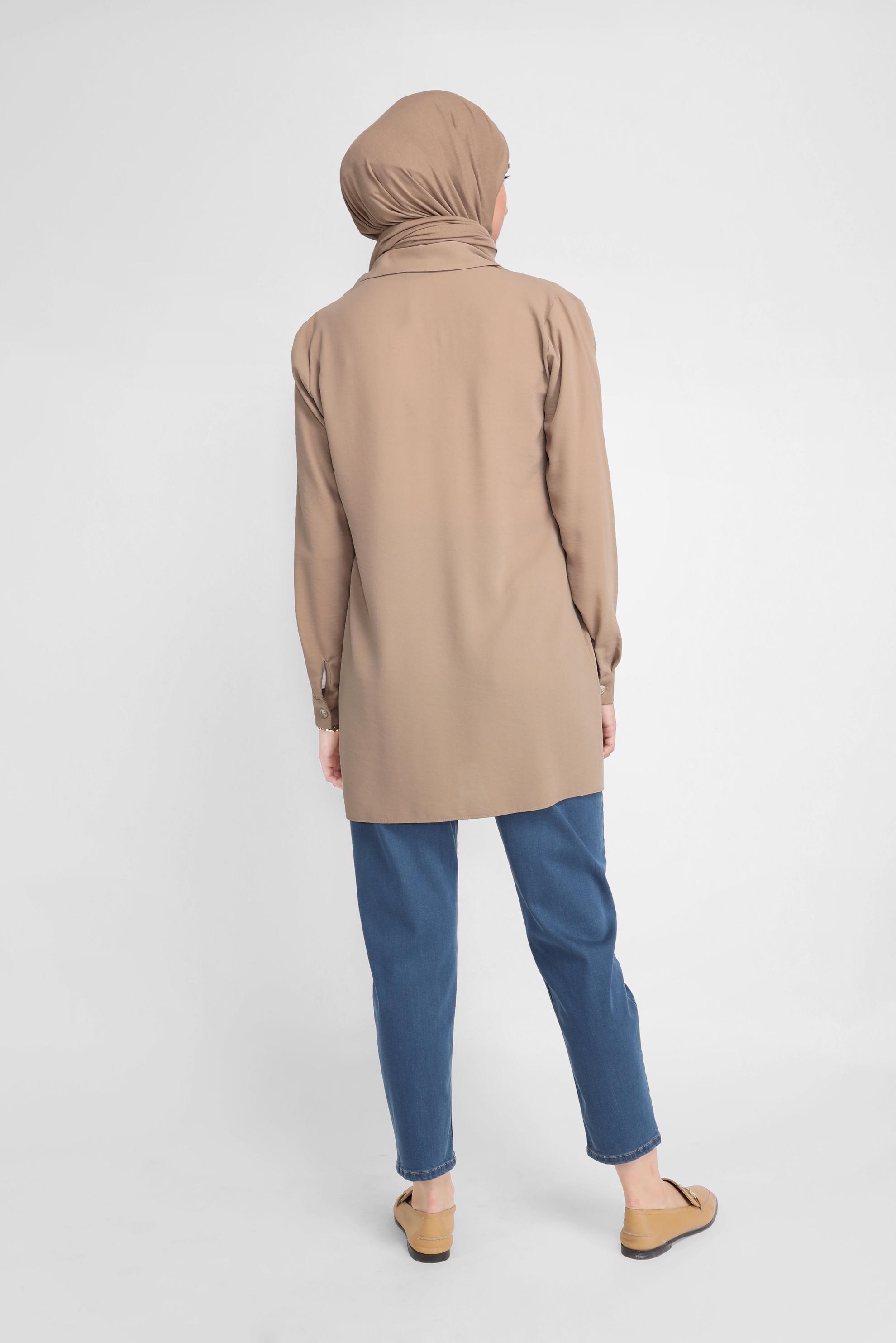 Hijab clothing NAVY BLUE ELASTIC AT THE WAIST DENIM PANTS 70219-1 