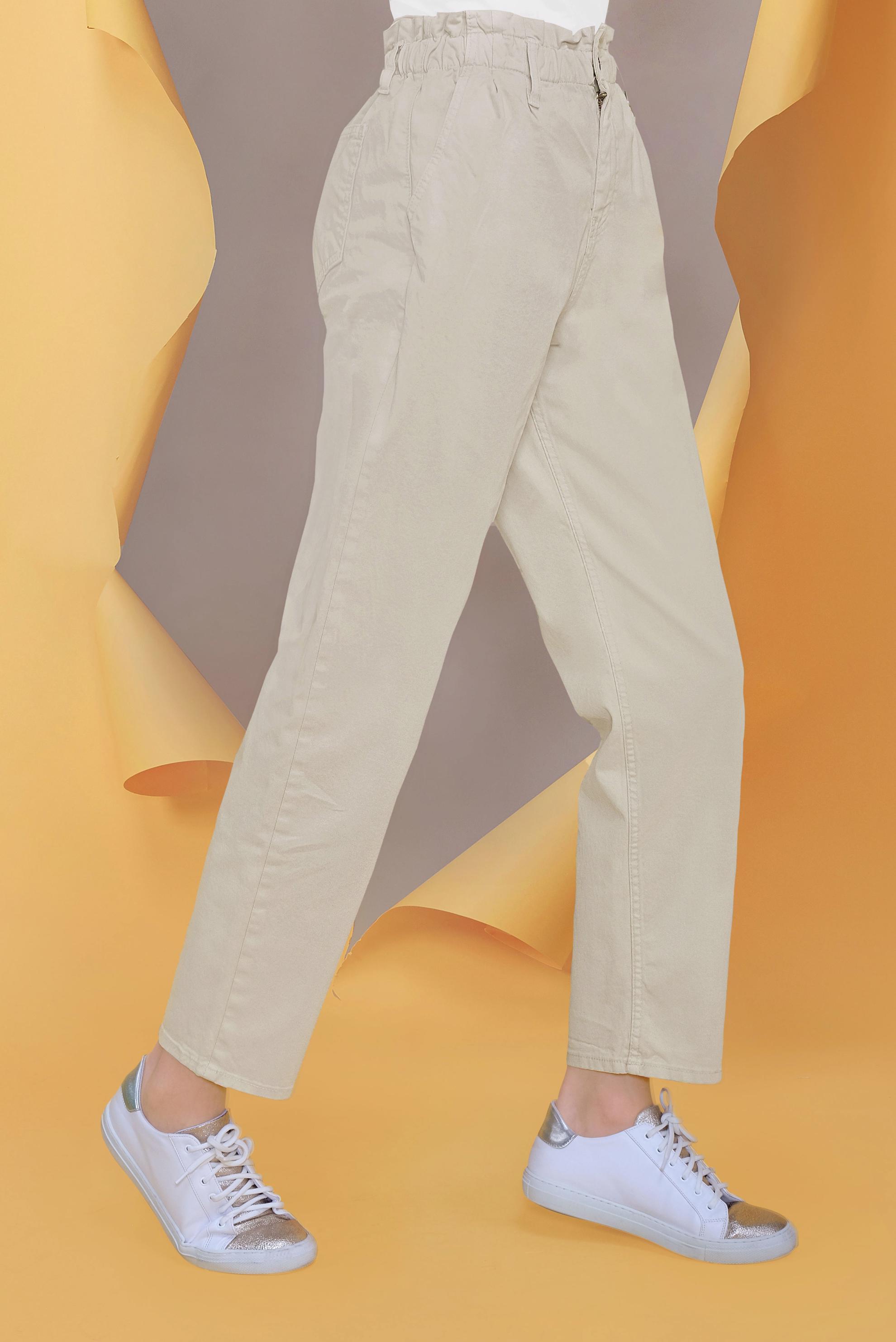 Tesettür giyim BEJ YÜKSEK BEL DENİM PANTOLON 70220-1 