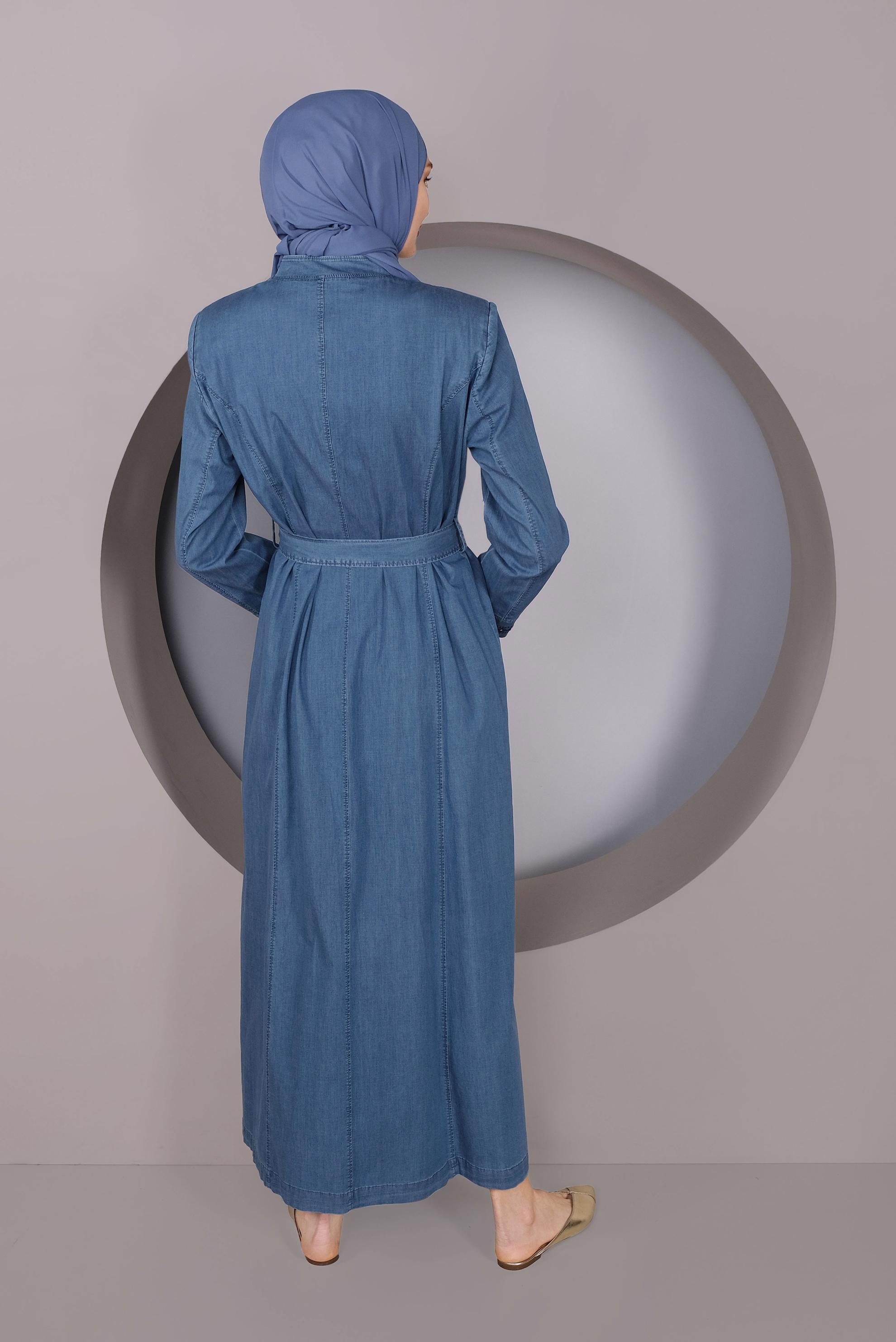 Vêtements hijab BLEU MARINE GILET EN DENIM AVEC ZIP 10245 