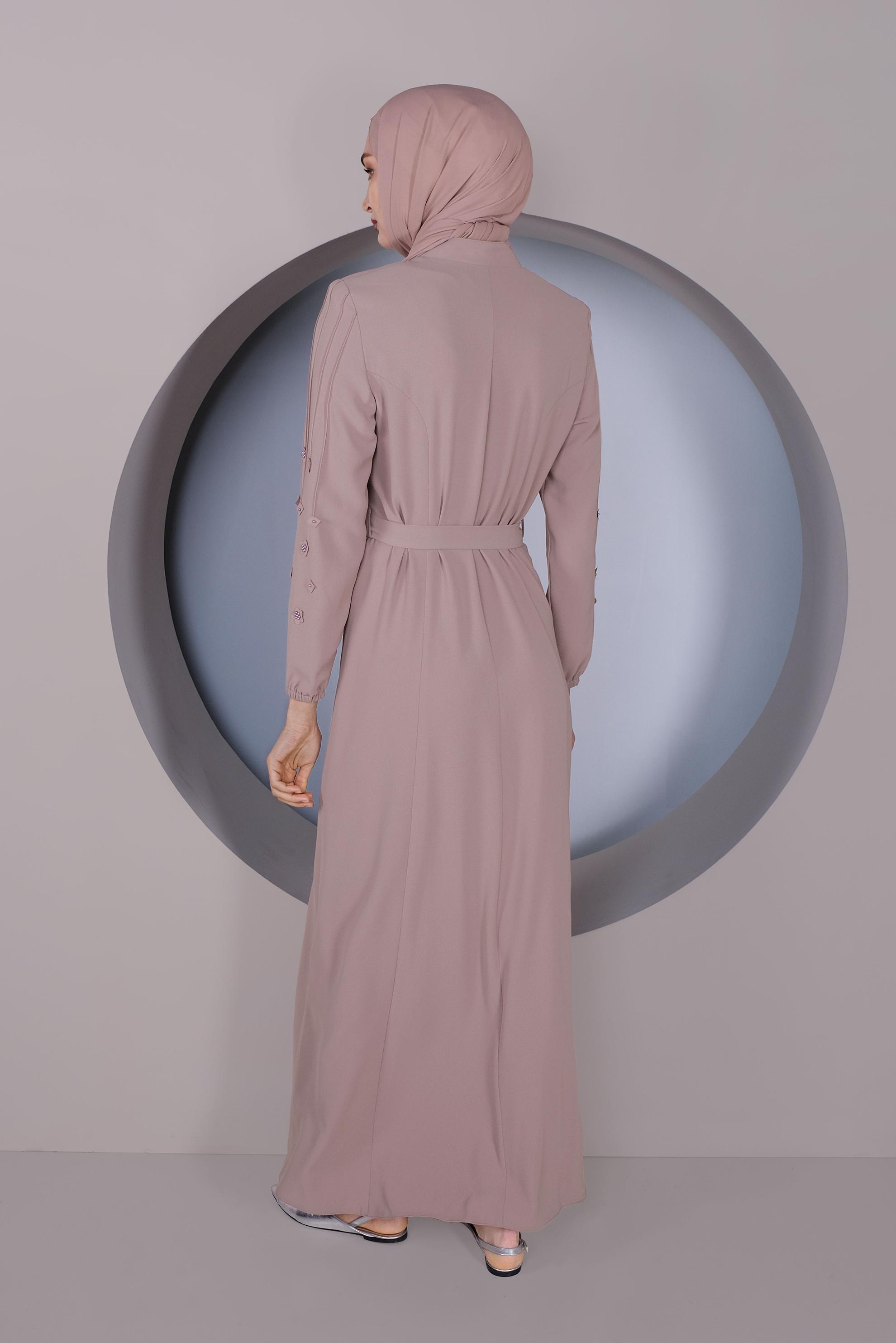 Tesettür giyim PUDRA KOLLARI 3 BOYUTLU ÇİÇEKLİ PARDESÜ 10352