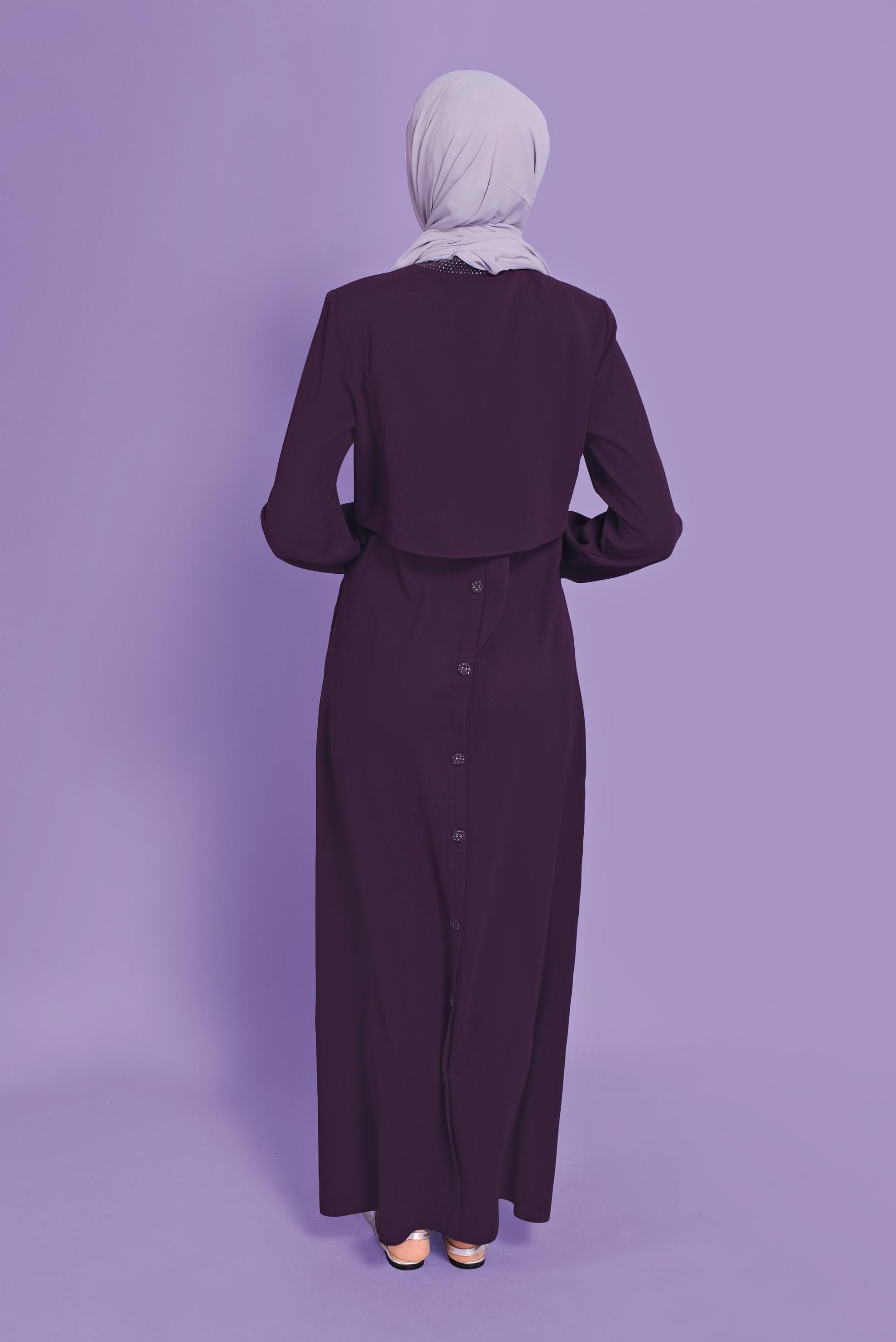 Tesettür giyim MÜRDÜM BAĞCIKLI FERMUARLI PARDESÜ 10353 