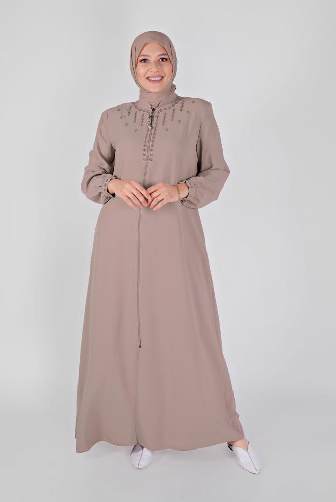 Vêtements hijab POUDRE COUCHE DE FINITION BRODÉE À FERMETURE ÉCLAIR 10355 - ALVİNA