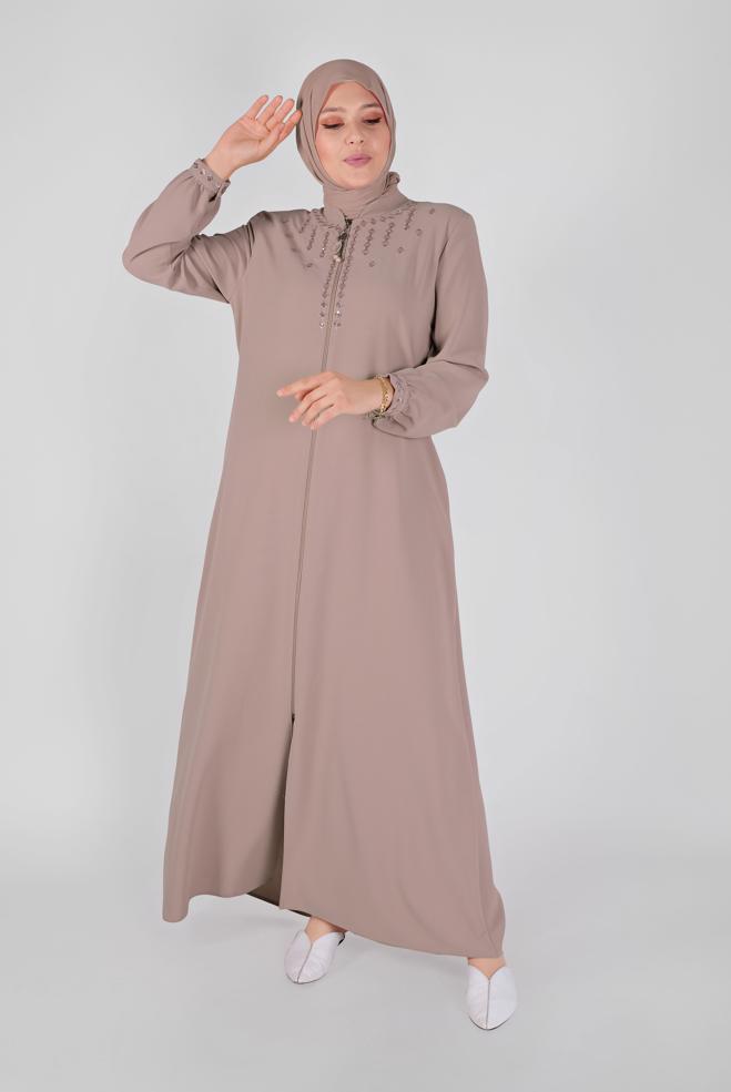 Vêtements hijab POUDRE COUCHE DE FINITION BRODÉE À FERMETURE ÉCLAIR 10355 - ALVİNA