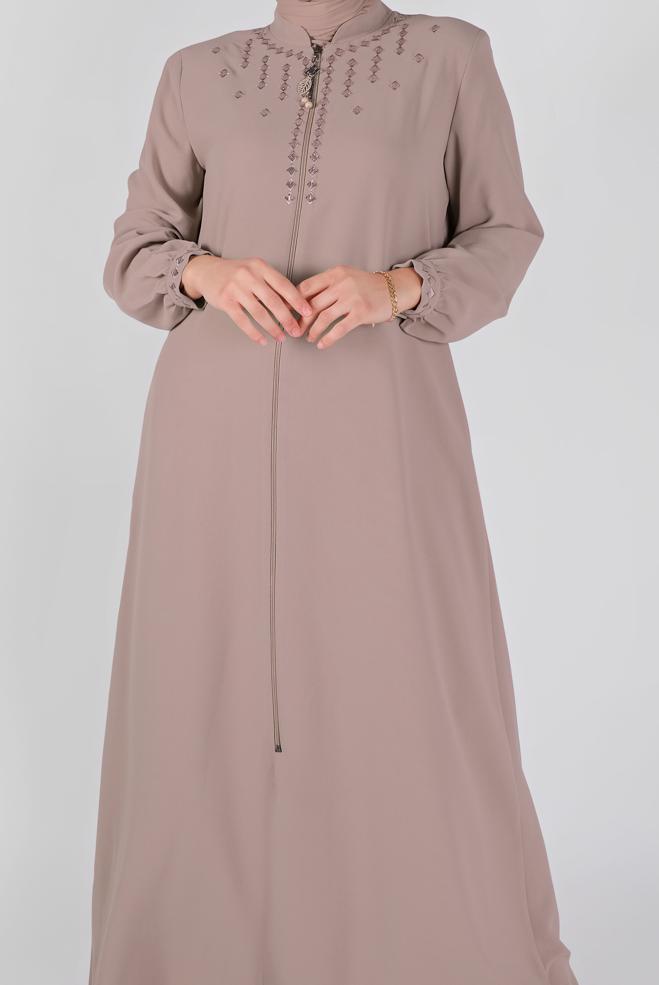Vêtements hijab POUDRE COUCHE DE FINITION BRODÉE À FERMETURE ÉCLAIR 10355 - ALVİNA