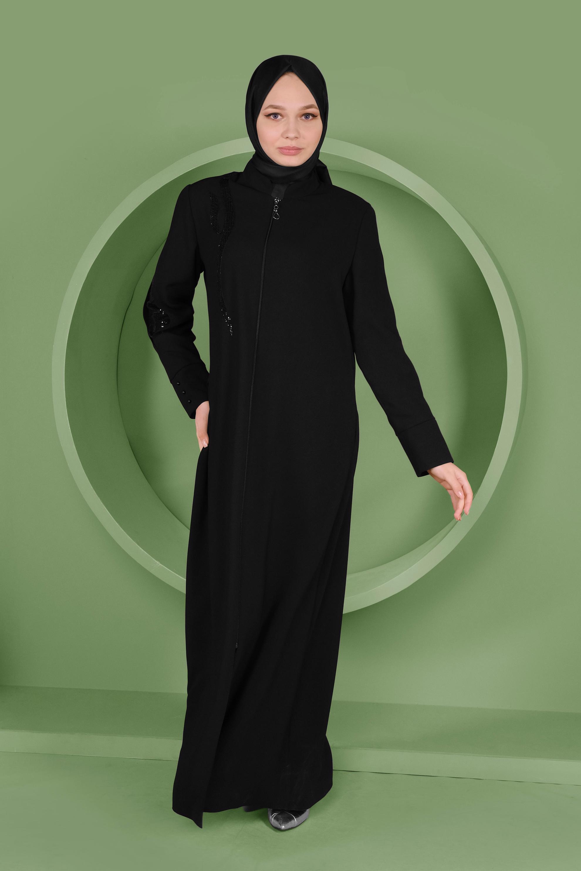 Tesettür giyim SİYAH PUL PAYET DETAYLI PARDESÜ 10357