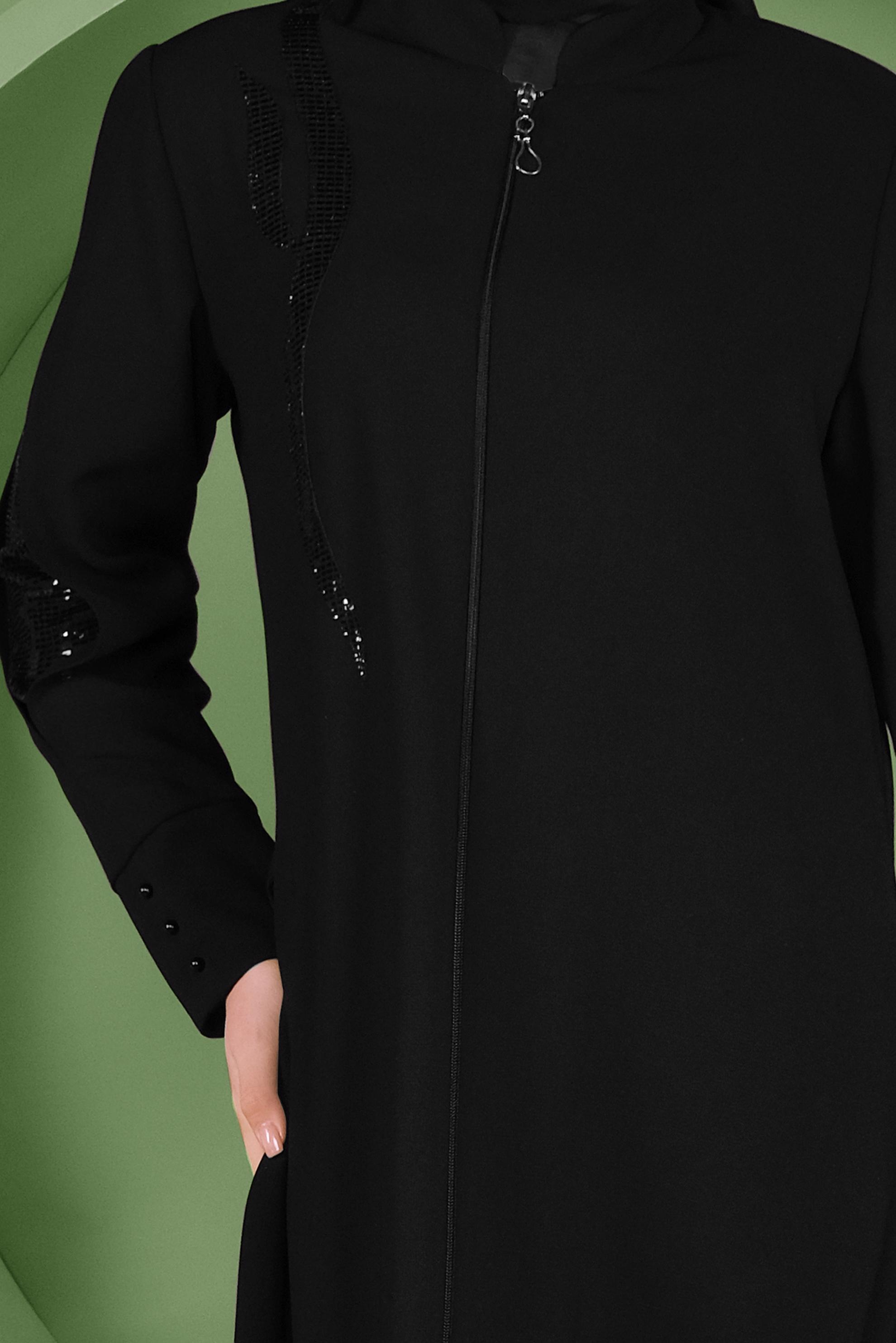 Tesettür giyim SİYAH PUL PAYET DETAYLI PARDESÜ 10357