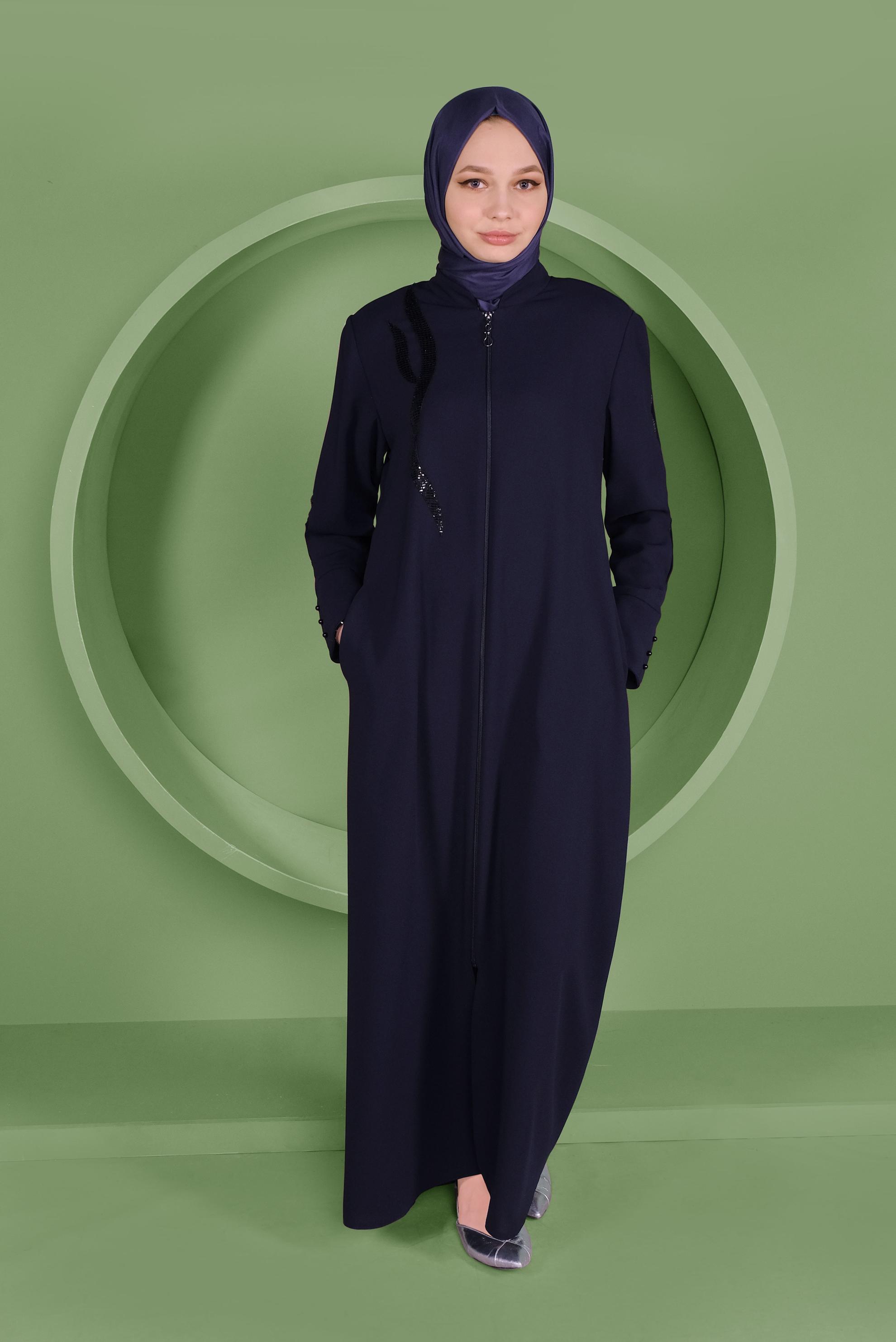 Tesettür giyim LACİVERT PUL PAYET DETAYLI PARDESÜ 10357