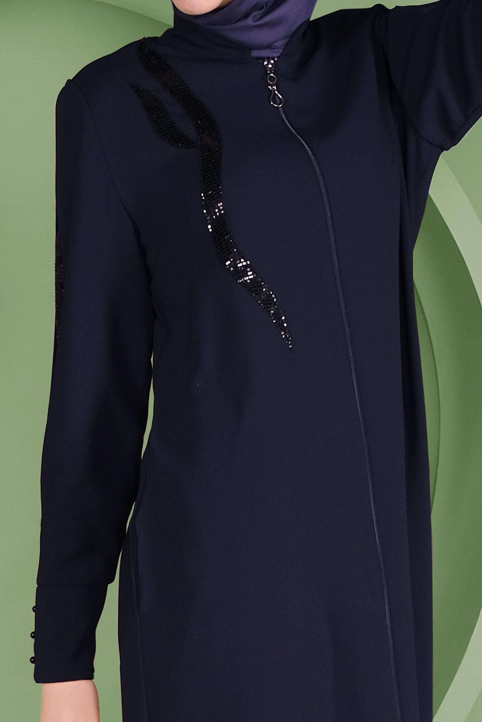 Tesettür giyim LACİVERT PUL PAYET DETAYLI PARDESÜ 10357