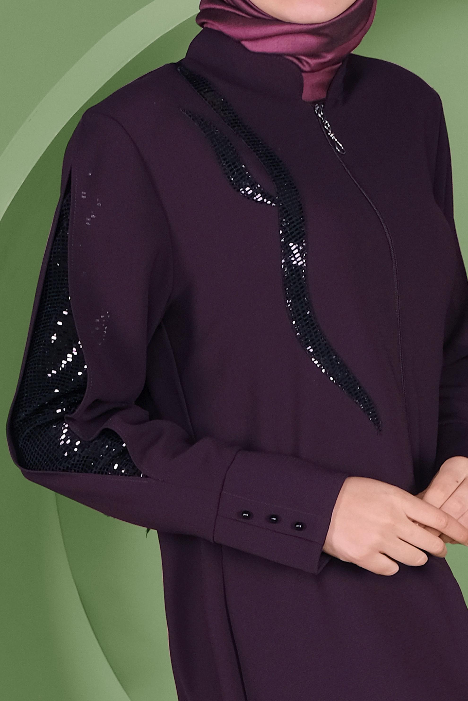 Tesettür giyim MÜRDÜM PUL PAYET DETAYLI PARDESÜ 10357