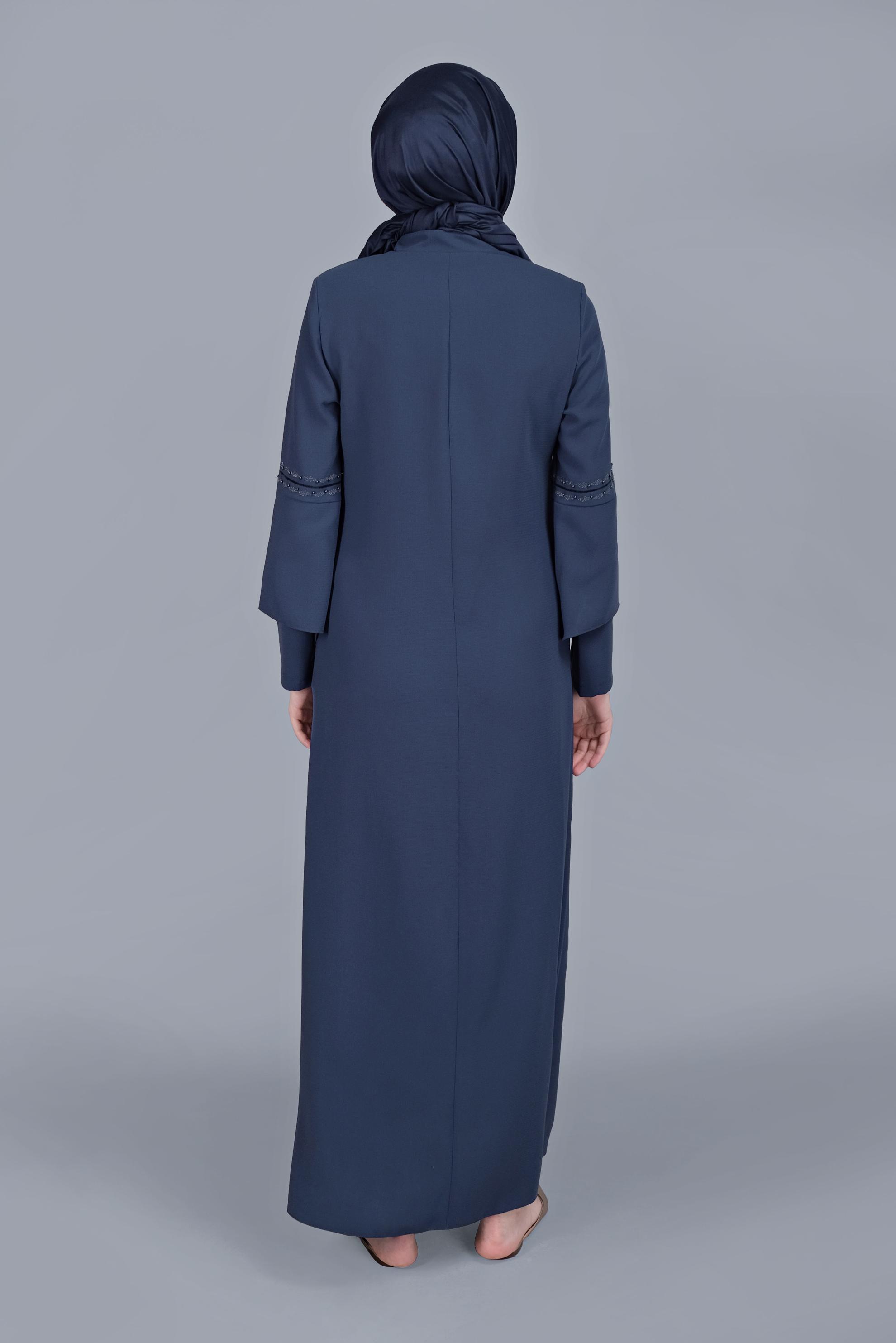 Tesettür giyim LACİVERT NAKIŞLI BONCUKLU PARDESÜ 10360