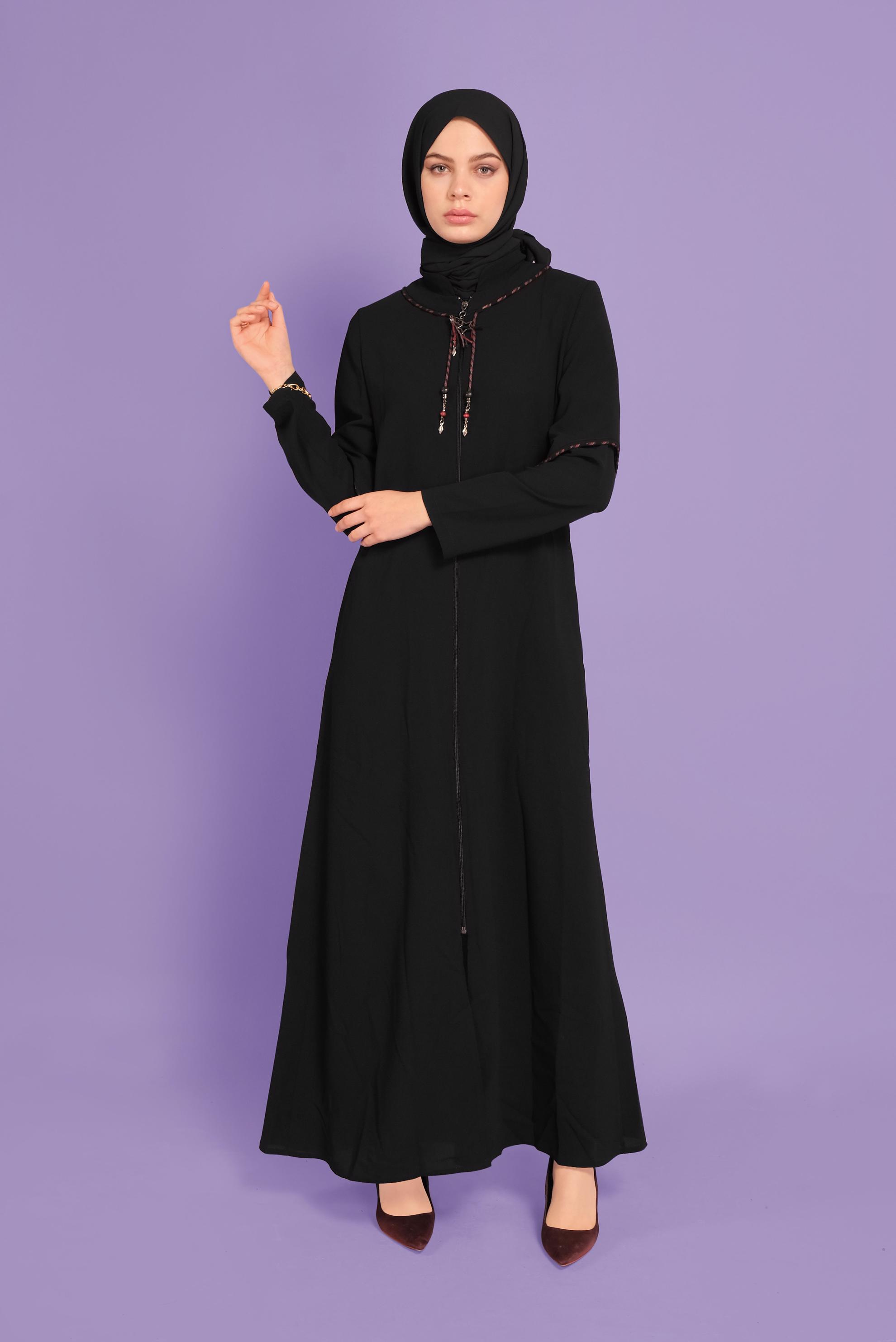 Tesettür giyim SİYAH FERMUARLI PARDESÜ 10362