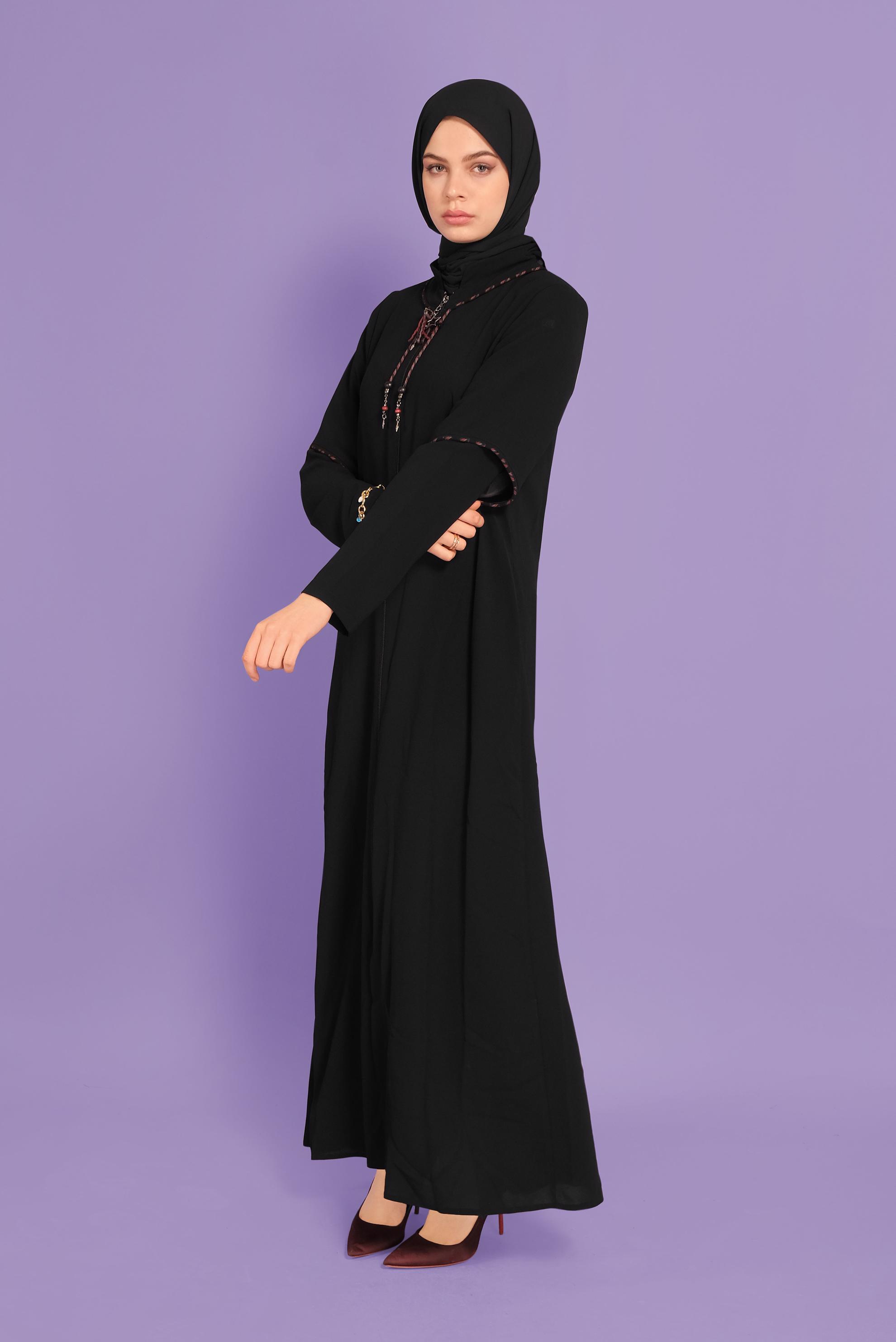 Tesettür giyim SİYAH FERMUARLI PARDESÜ 10362