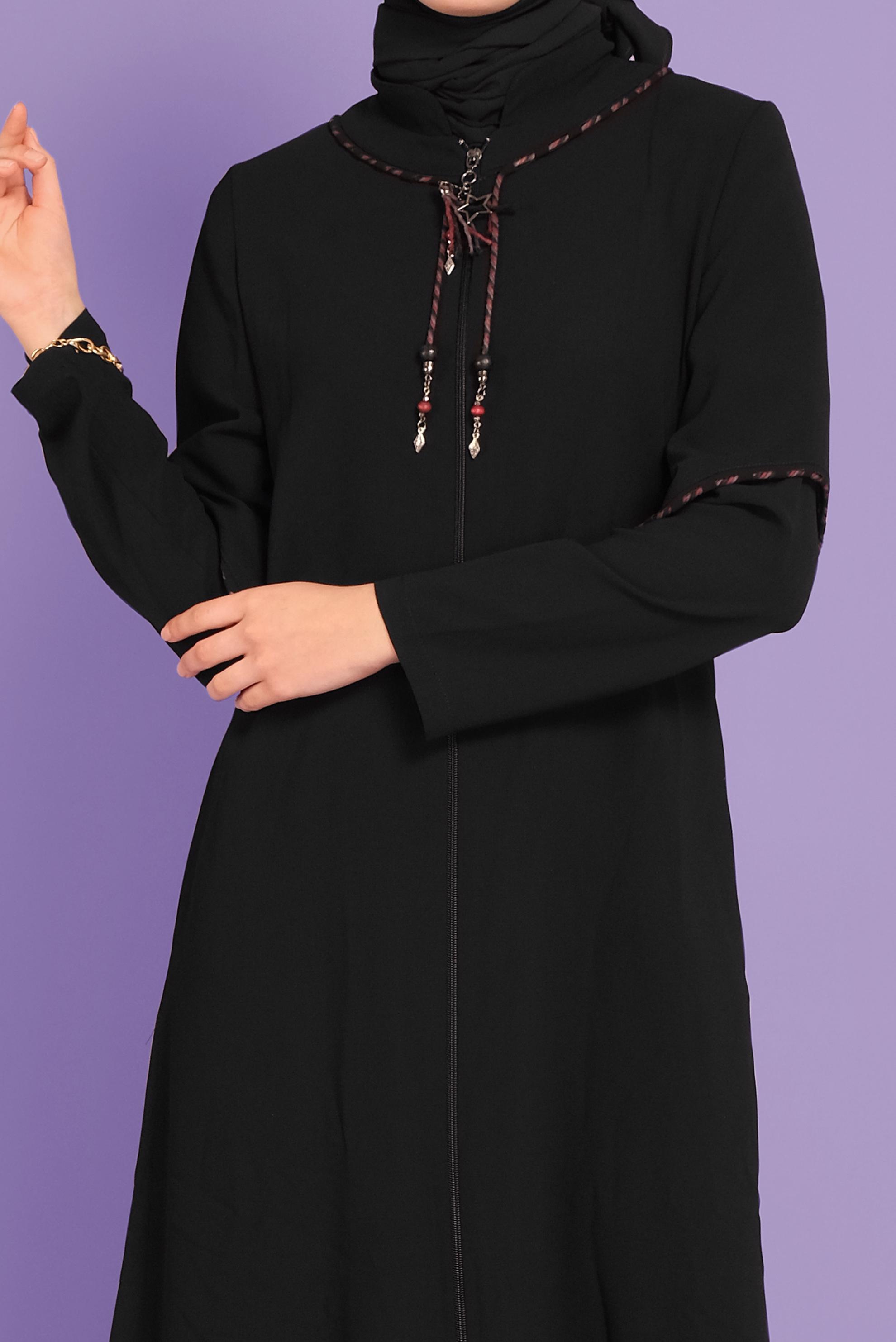 Tesettür giyim SİYAH FERMUARLI PARDESÜ 10362