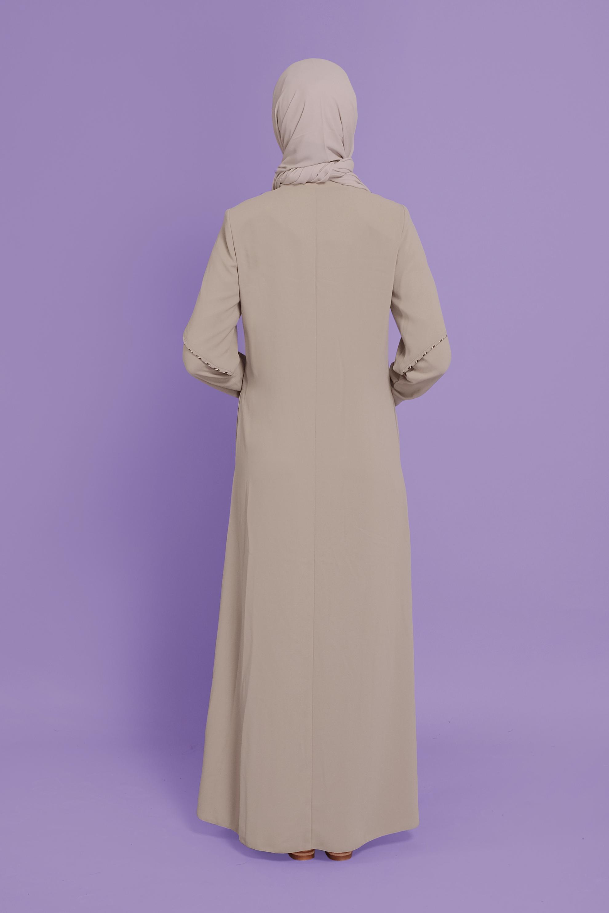 Tesettür giyim BEJ FERMUARLI PARDESÜ 10362