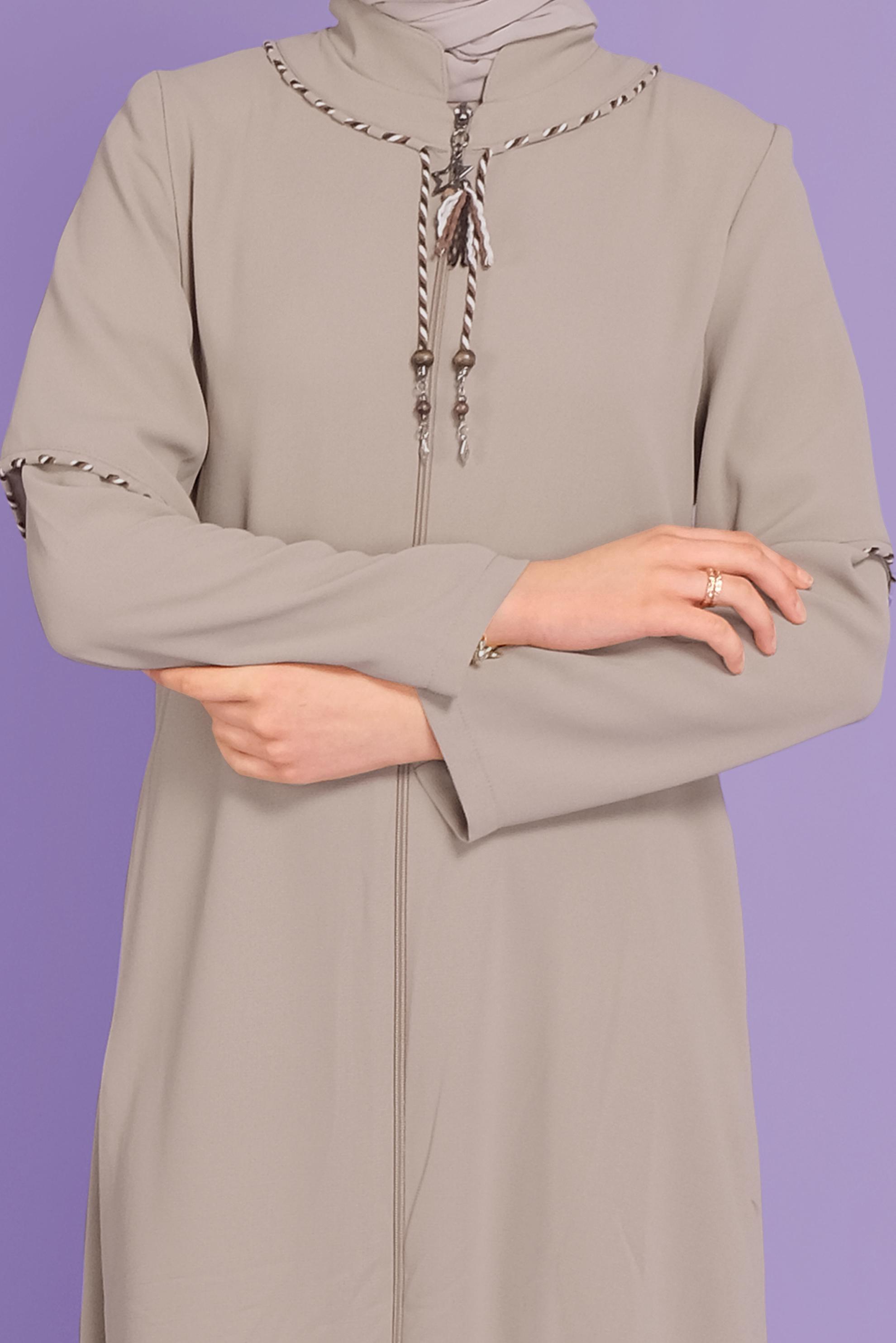 Tesettür giyim BEJ FERMUARLI PARDESÜ 10362