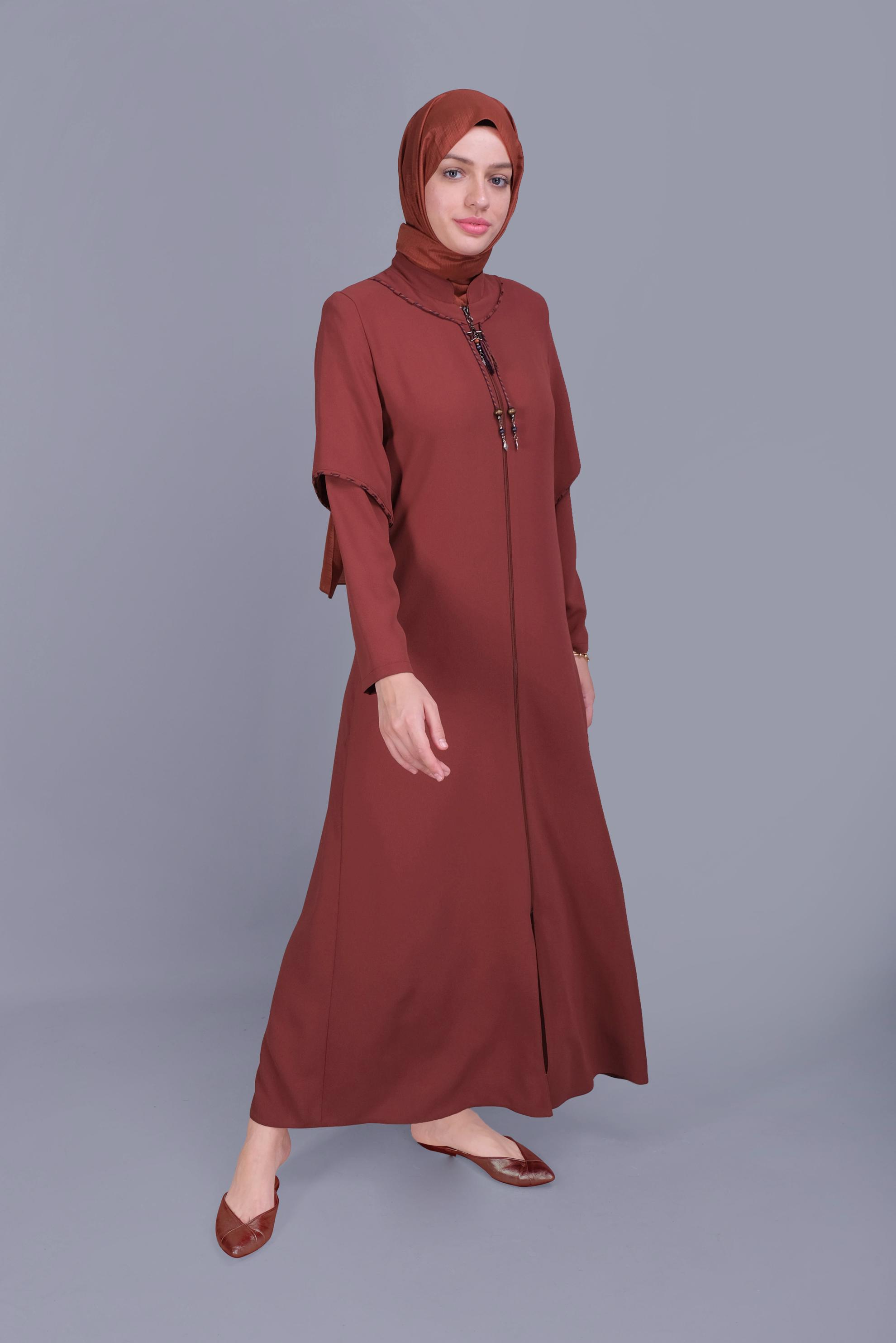 Tesettür giyim TURUNCU FERMUARLI PARDESÜ 10362