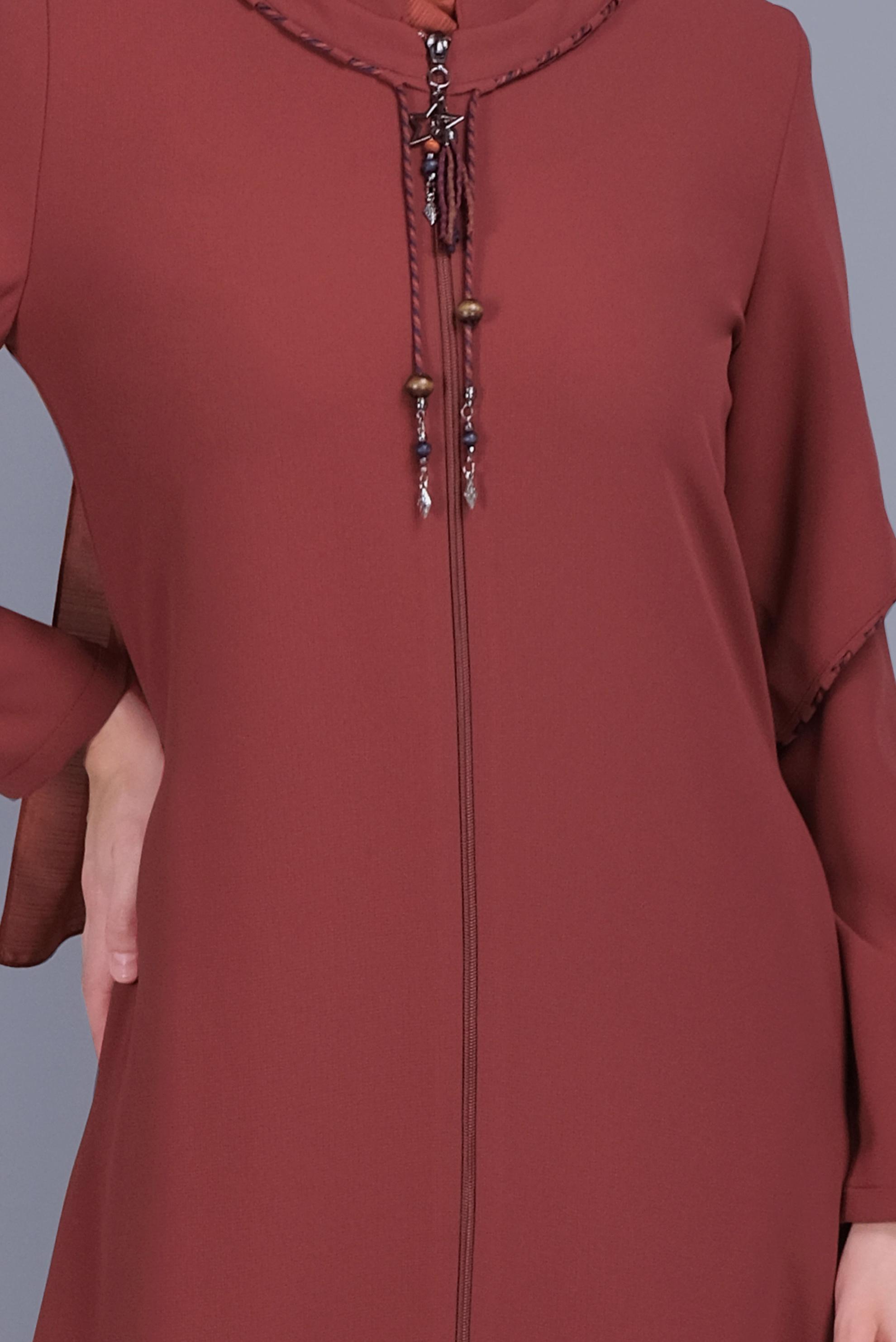 Tesettür giyim TURUNCU FERMUARLI PARDESÜ 10362