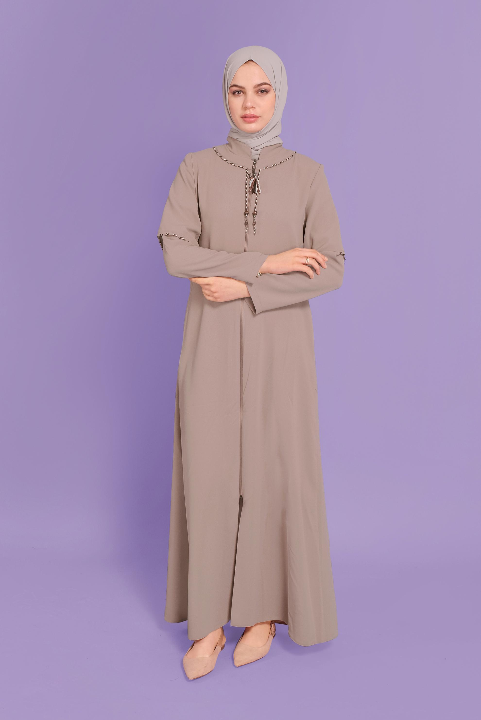 Tesettür giyim PUDRA FERMUARLI PARDESÜ 10362