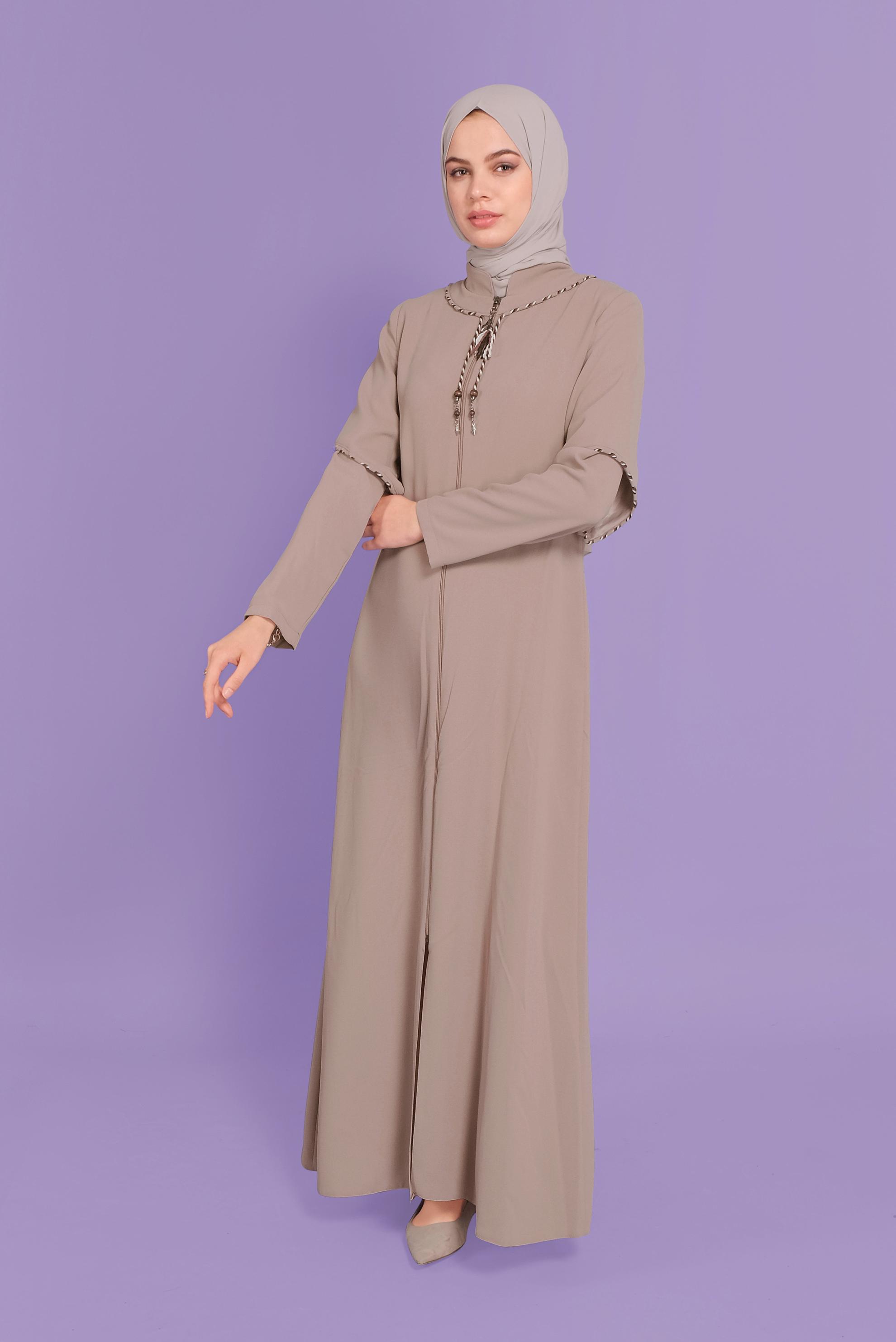 Tesettür giyim PUDRA FERMUARLI PARDESÜ 10362