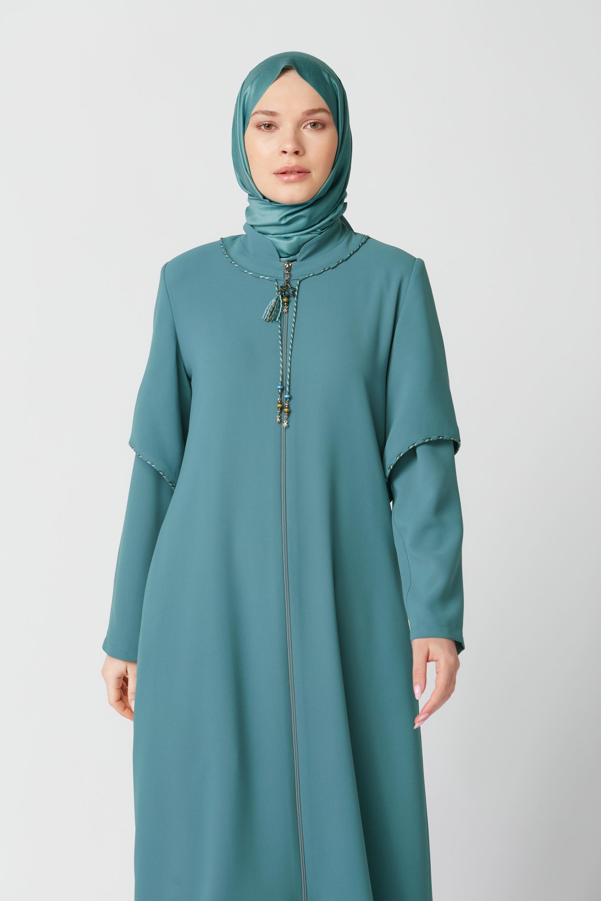 Tesettür giyim MAVİ FERMUARLI PARDESÜ 10362