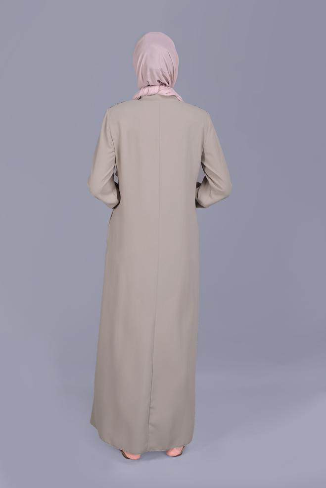 Vêtements hijab BEIGE COUCHE DE FINITION FERMETURE ÉCLAIR AVEC DÉTAIL IMPRIMÉ 10365  - ALVİNA