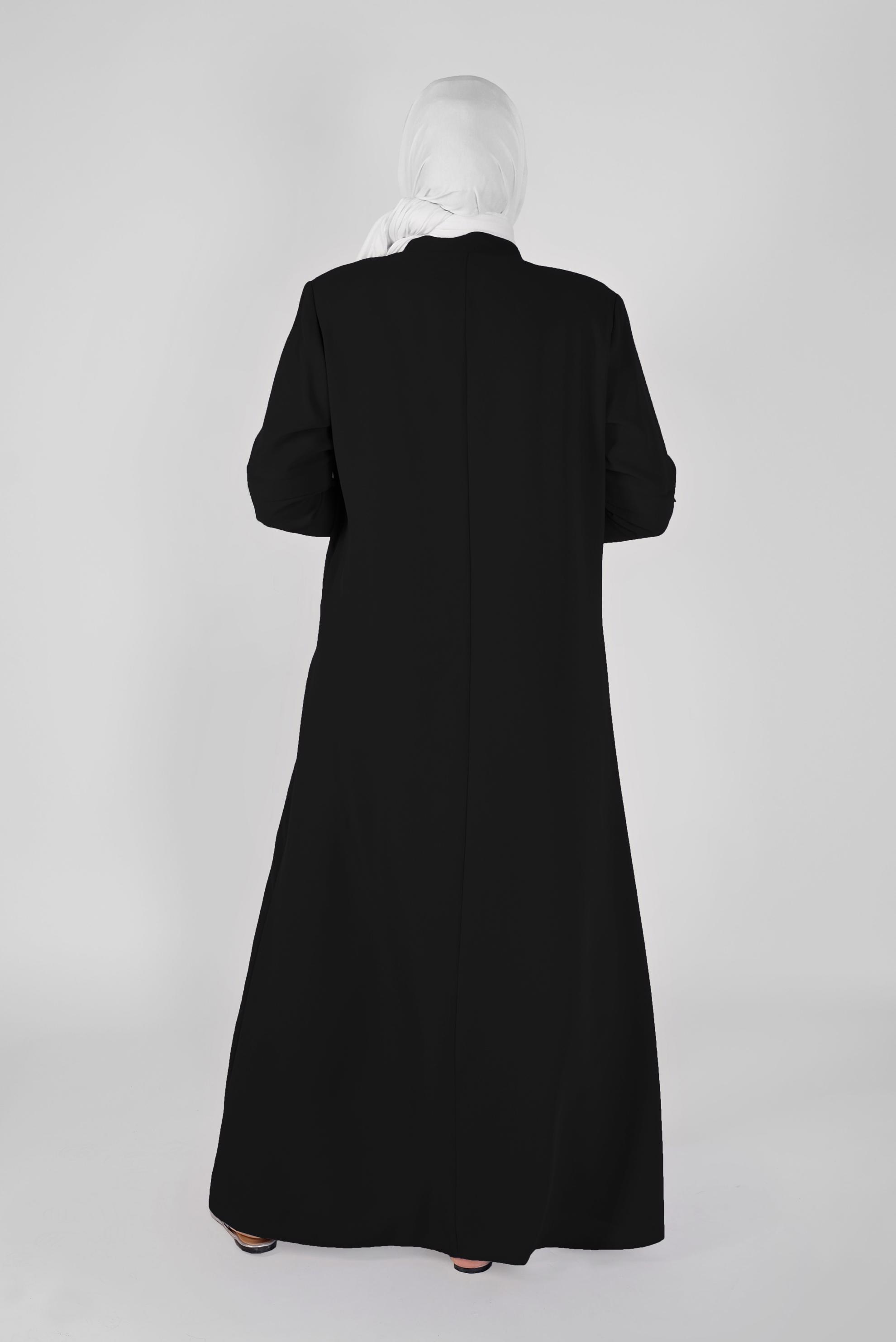 Tesettür giyim SİYAH HAKİM YAKA BONCUK İŞLEMELİ PARDESÜ 10368 