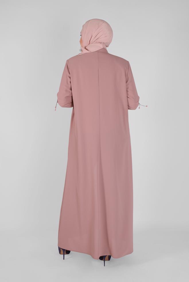 Vêtements hijab POUDRE COUCHE DE FINITION BRODÉE AVEC PERLES DE COL 10368 - ALVİNA