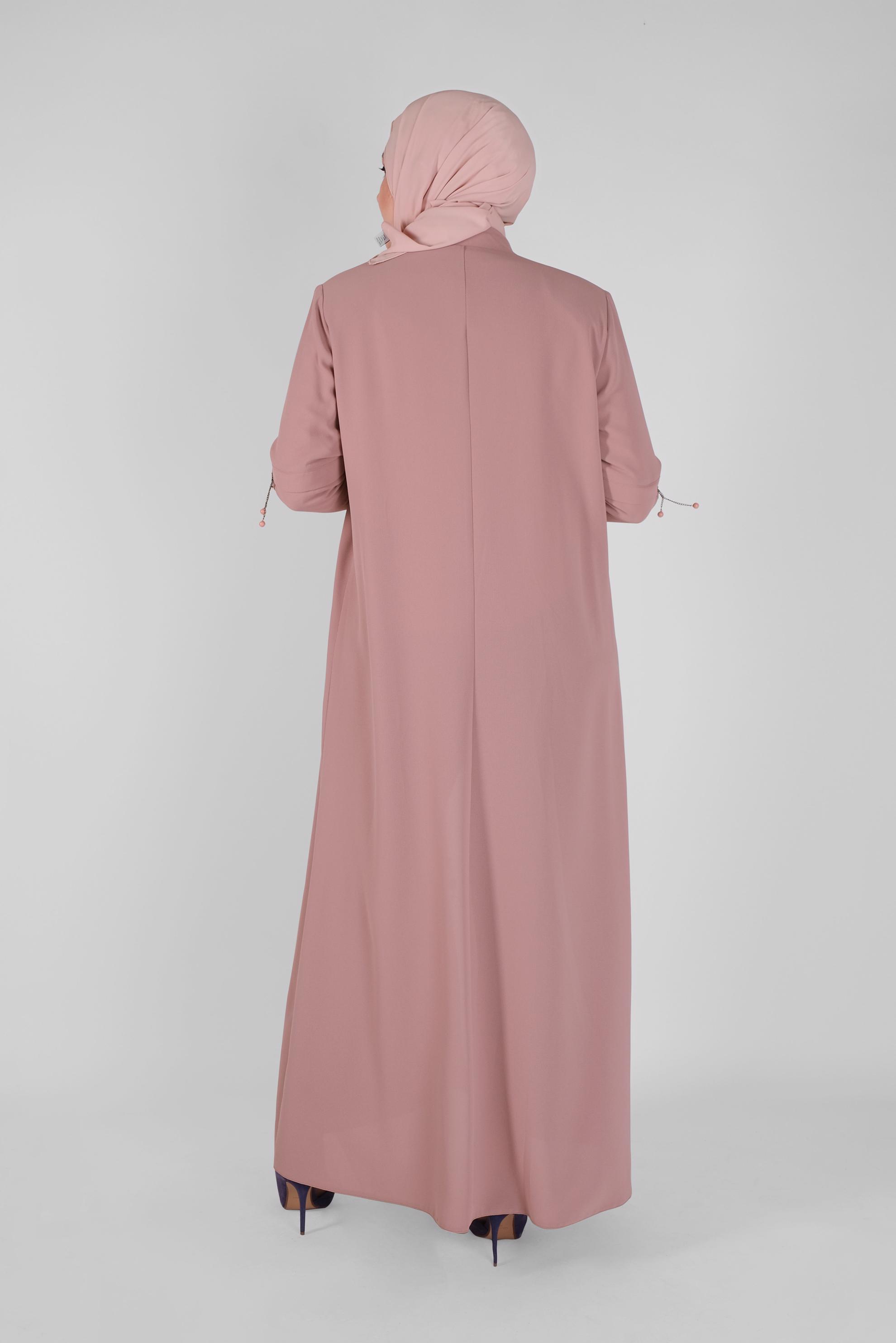 Vêtements hijab POUDRE COUCHE DE FINITION BRODÉE AVEC PERLES DE COL 10368