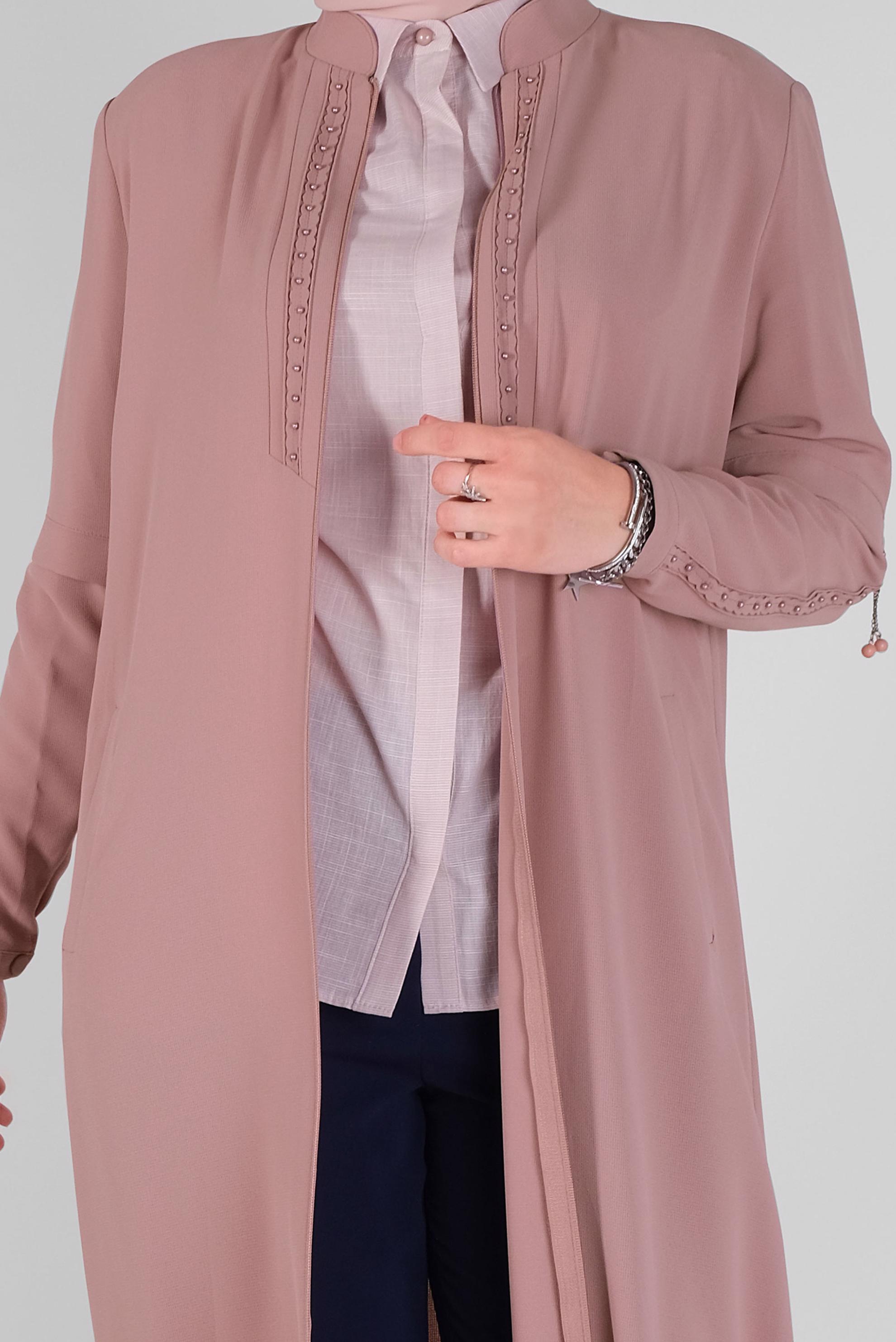 Vêtements hijab POUDRE COUCHE DE FINITION BRODÉE AVEC PERLES DE COL 10368