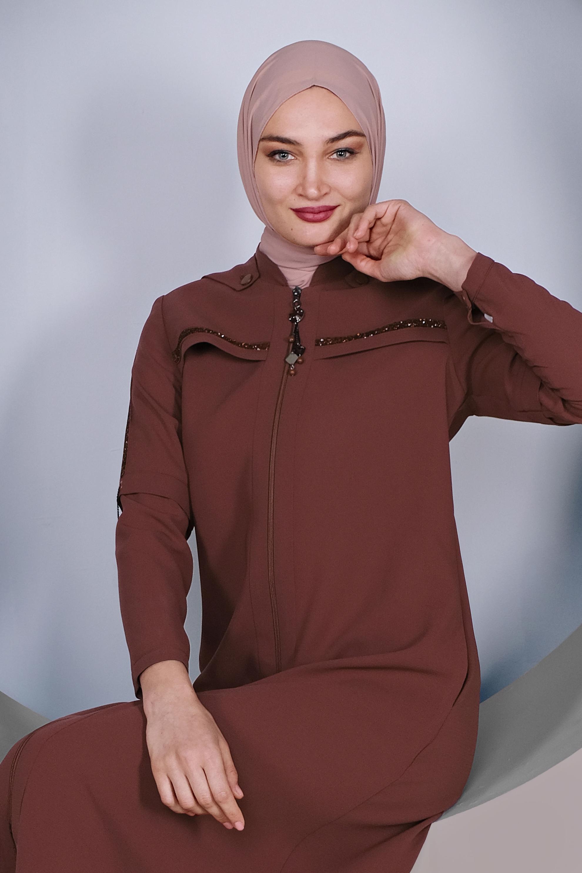 Vêtements hijab ORANGE COUCHE DE FINITION FERMETURE ÉCLAIR 10369