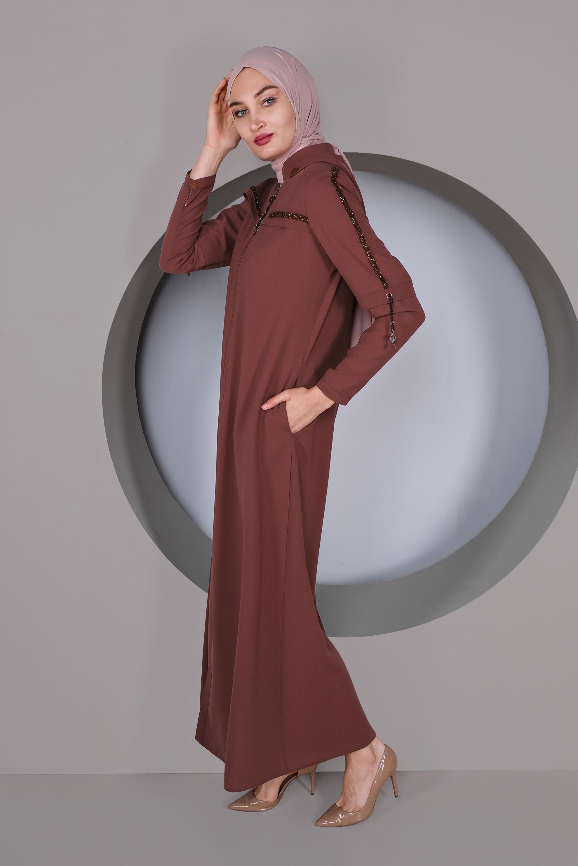 Vêtements hijab ORANGE COUCHE DE FINITION FERMETURE ÉCLAIR 10369