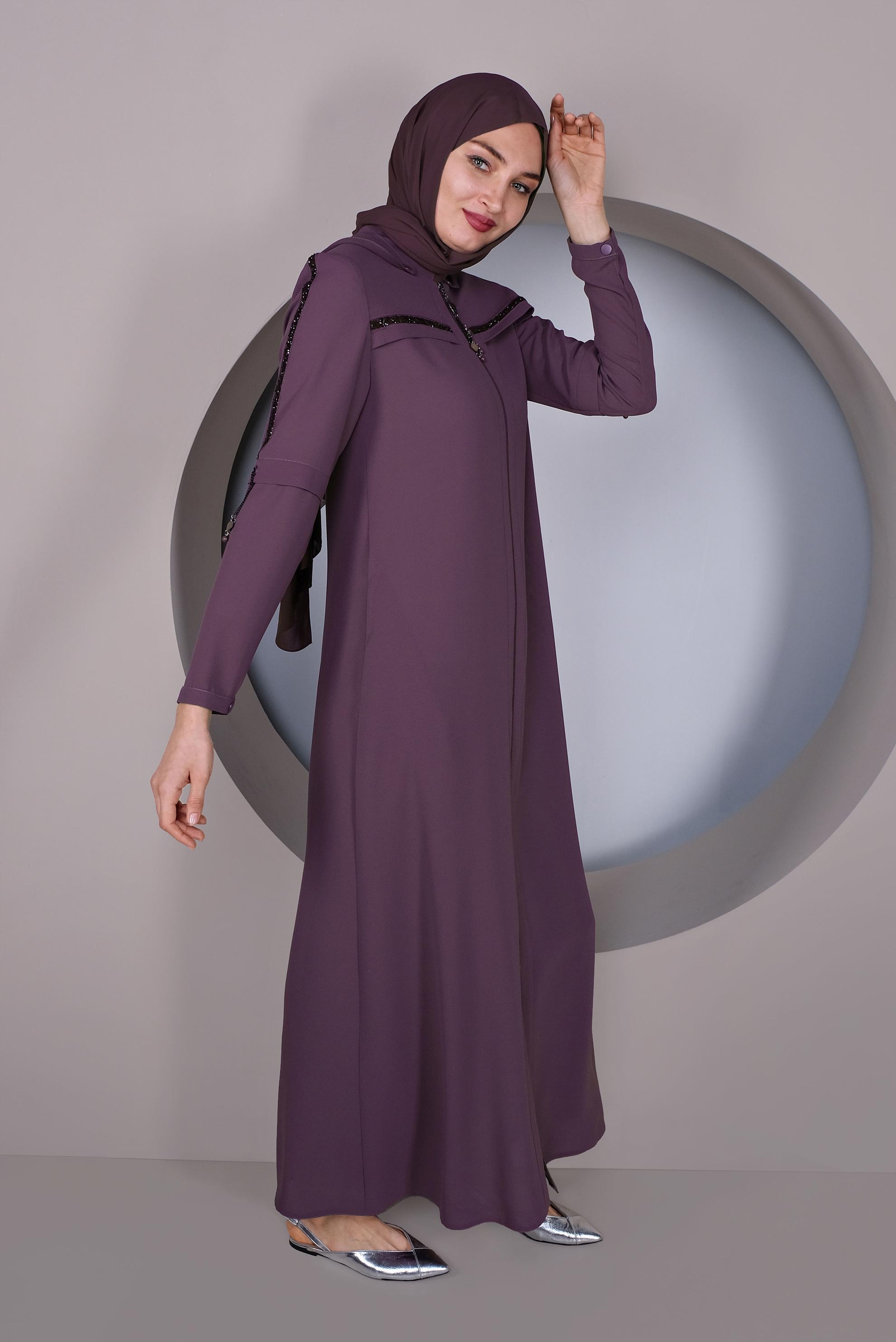 Vêtements hijab POURPRE COUCHE DE FINITION FERMETURE ÉCLAIR 10369