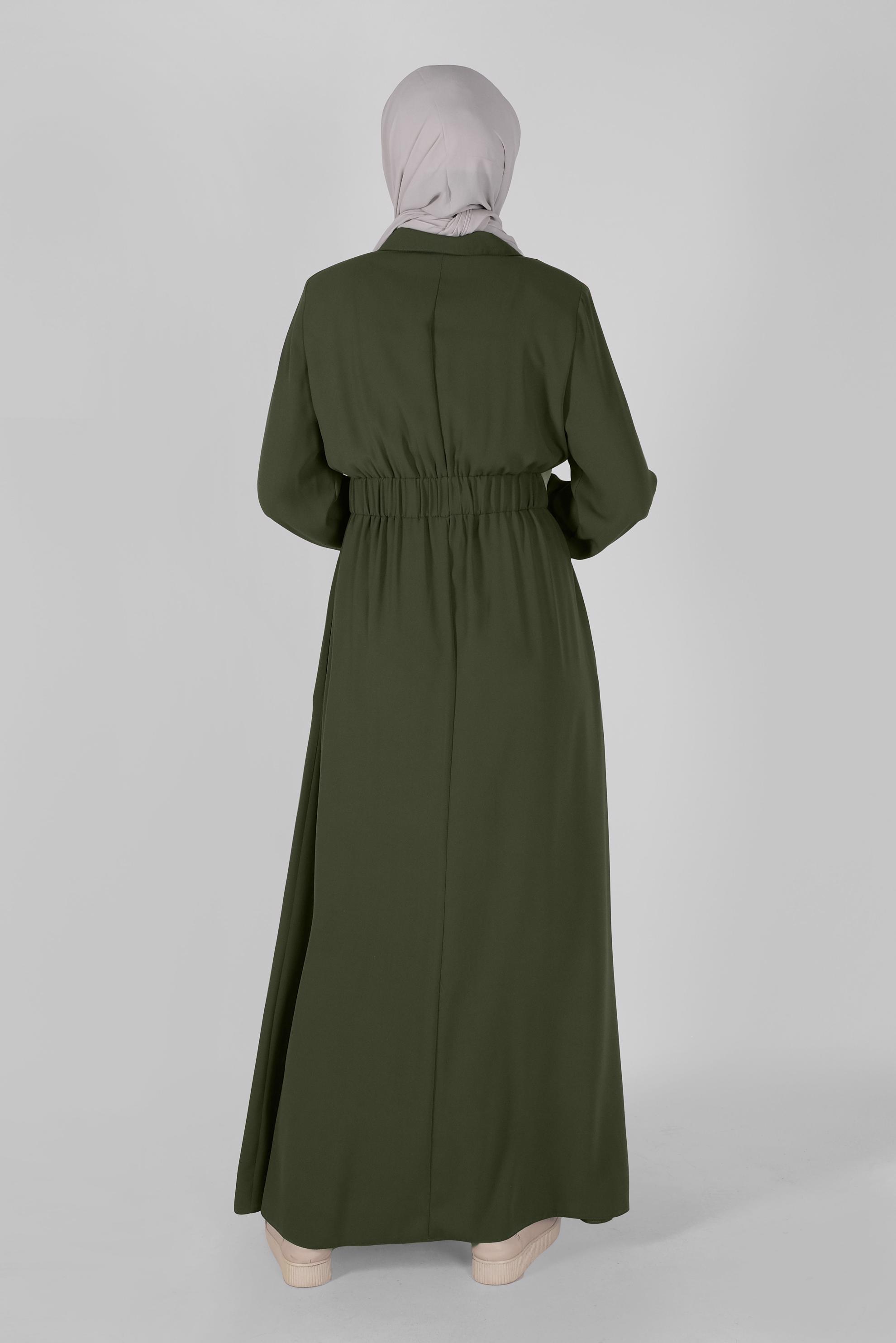 Tesettür giyim HAKİ FİLE DETAYLI PARDESÜ 10377 