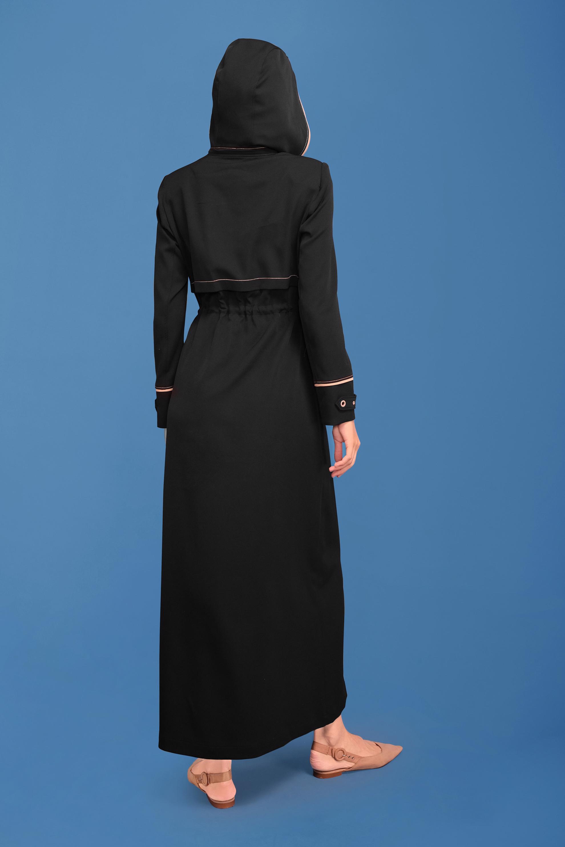 Tesettür giyim SİYAH KUŞ GÖZÜ DETAYLI PARDESÜ 10381