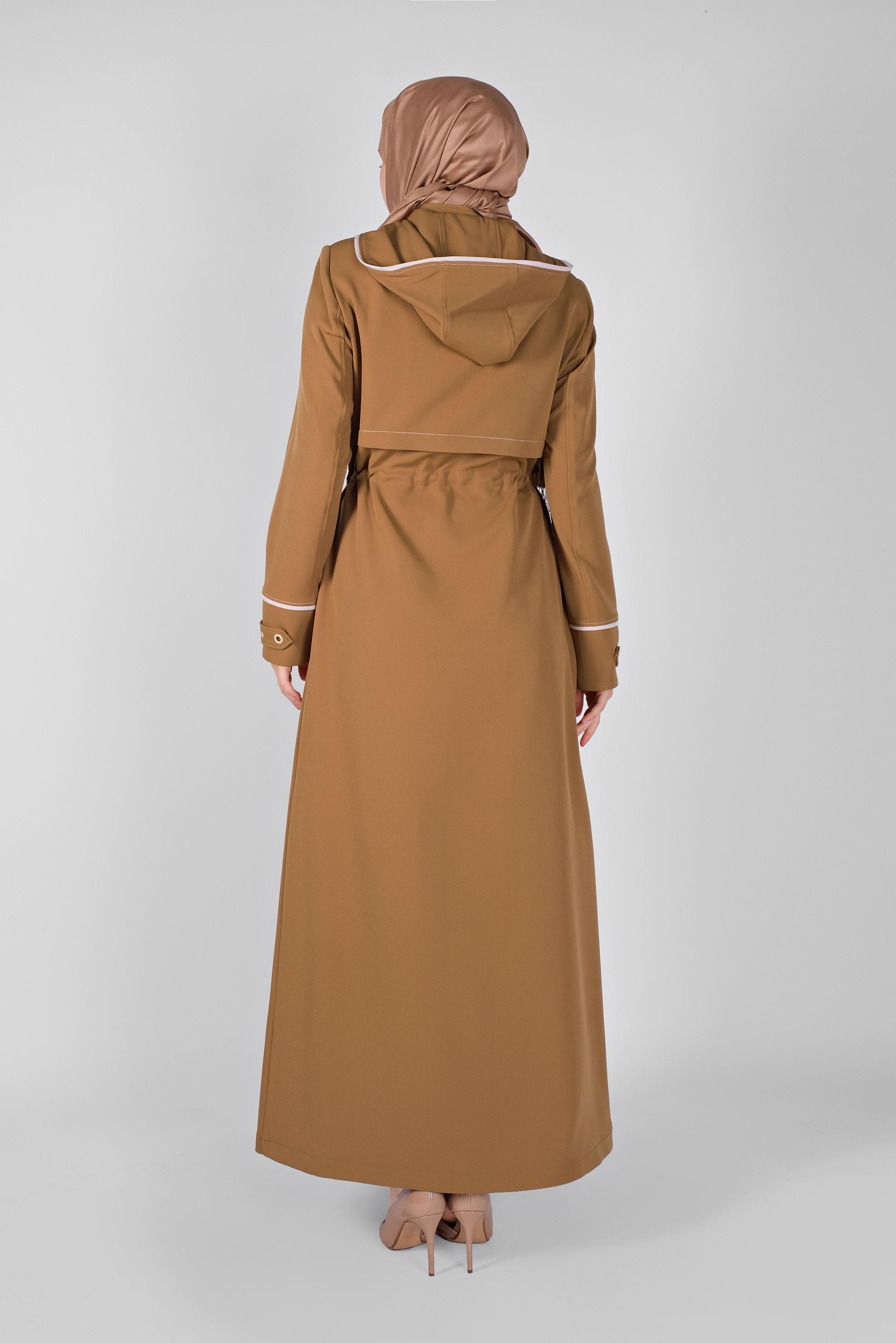 Tesettür giyim SARI KUŞ GÖZÜ DETAYLI PARDESÜ 10381