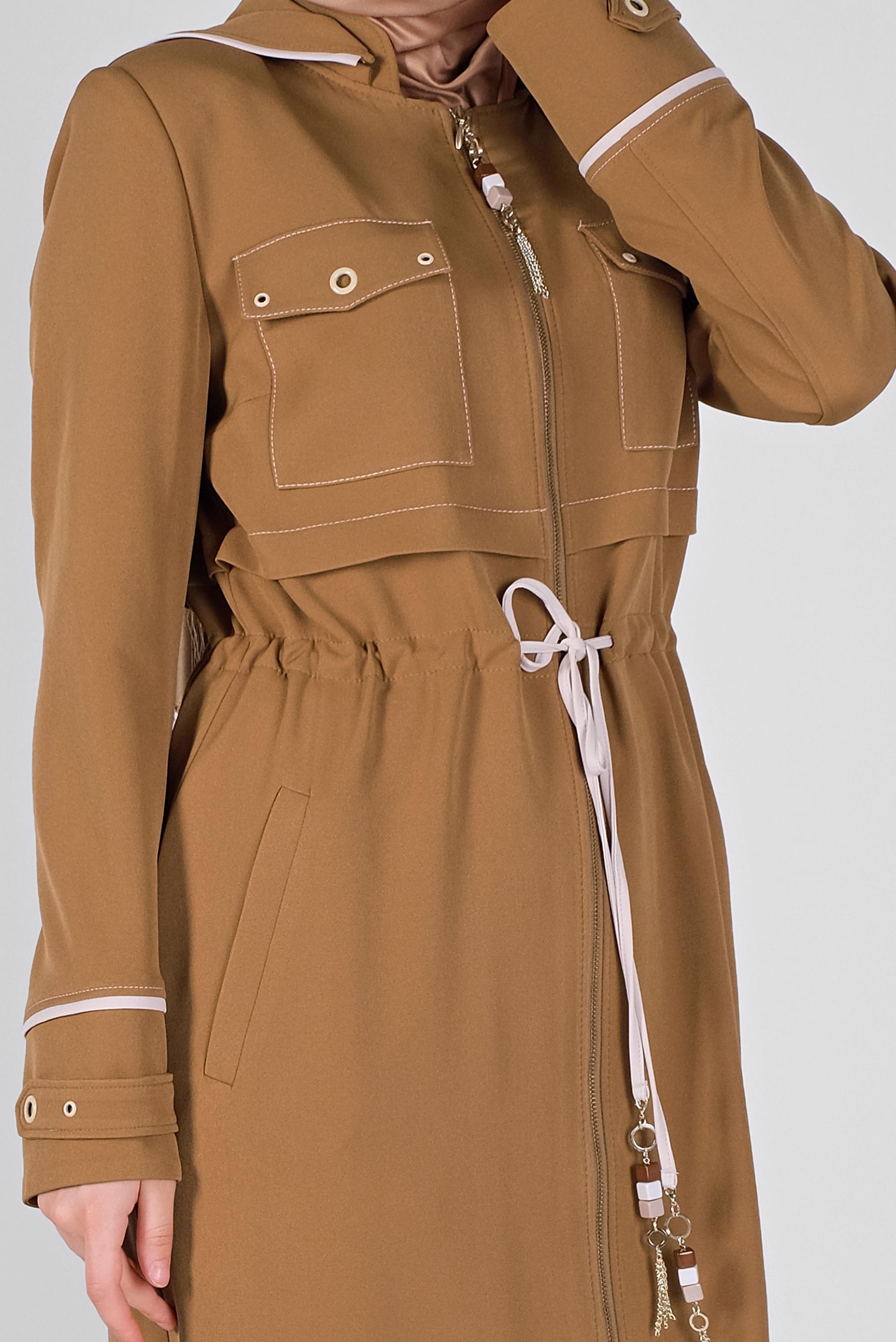 Tesettür giyim SARI KUŞ GÖZÜ DETAYLI PARDESÜ 10381