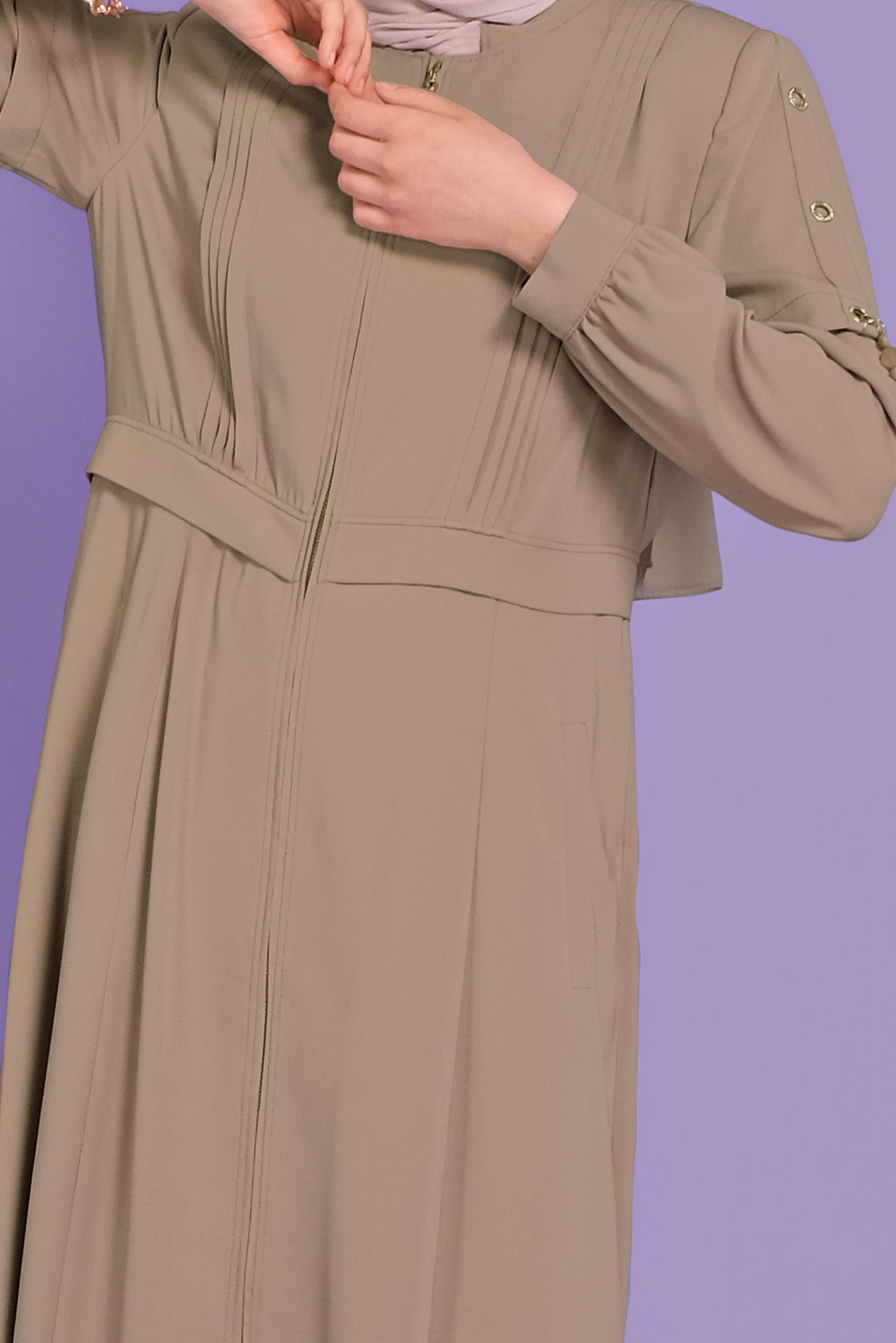 Tesettür giyim VİZON KUŞGÖZÜ DETAYLI PARDESÜ 10382