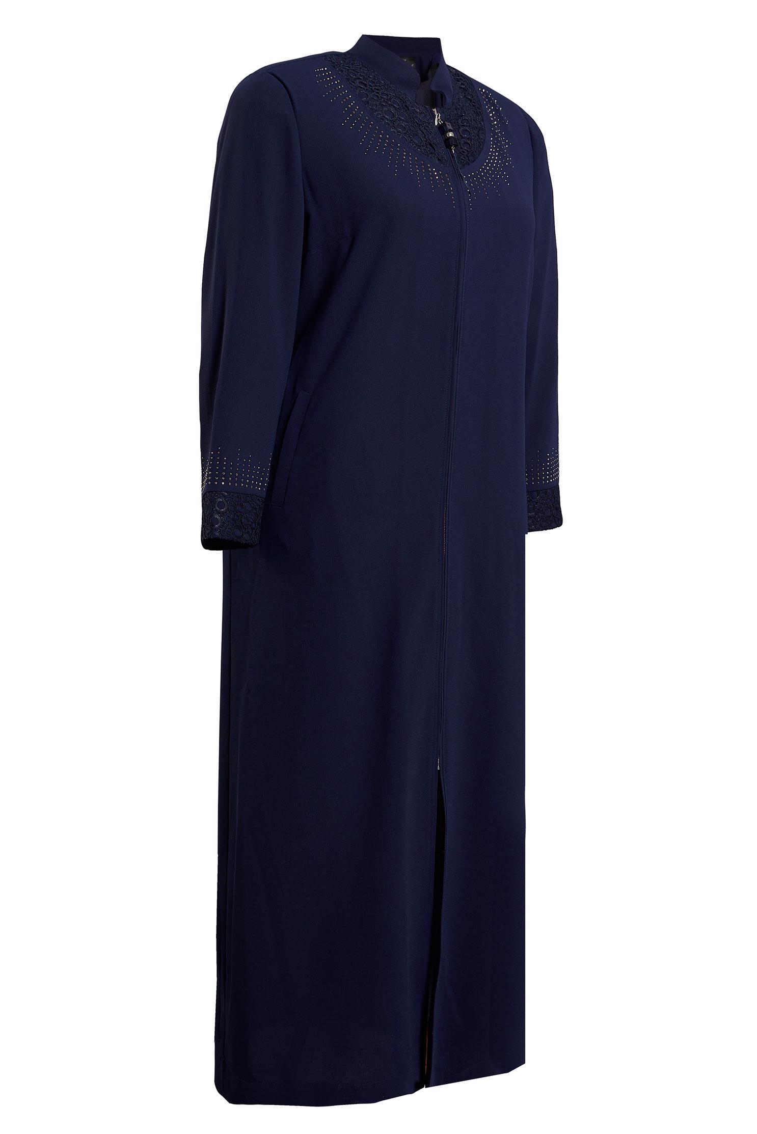 Vêtements hijab BLEU MARINE TOP COAT GRANDE TAILLE 10383