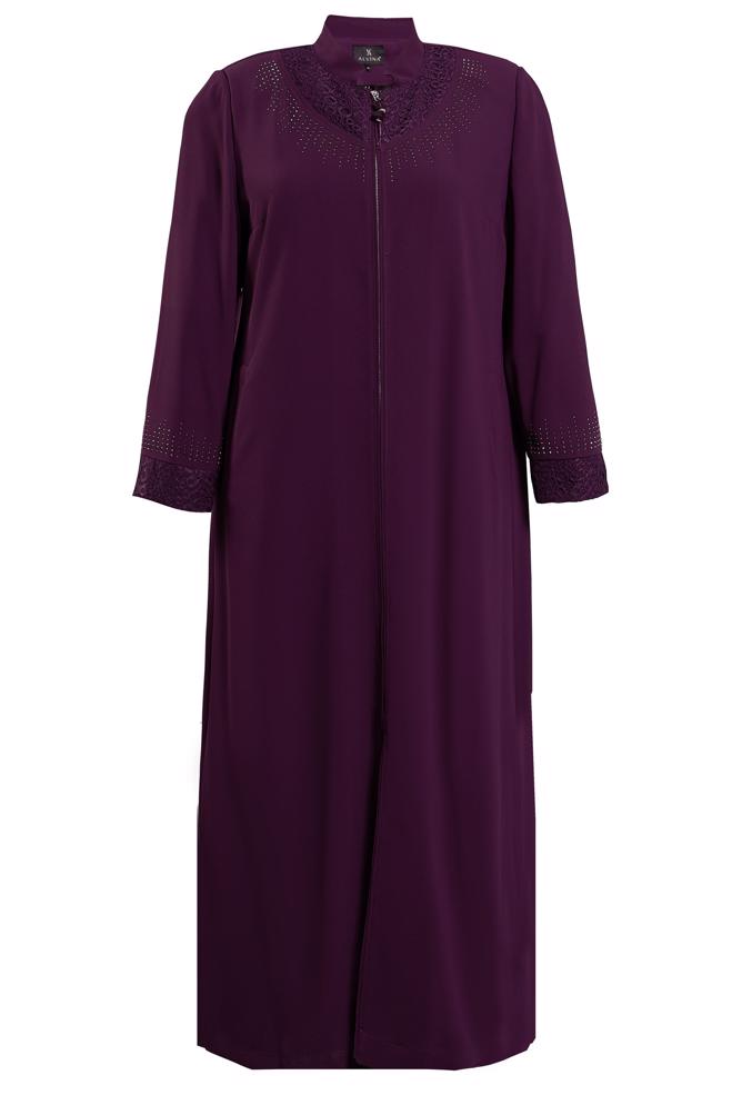 Vêtements hijab PRUNE TOP COAT GRANDE TAILLE 10383 - ALVİNA