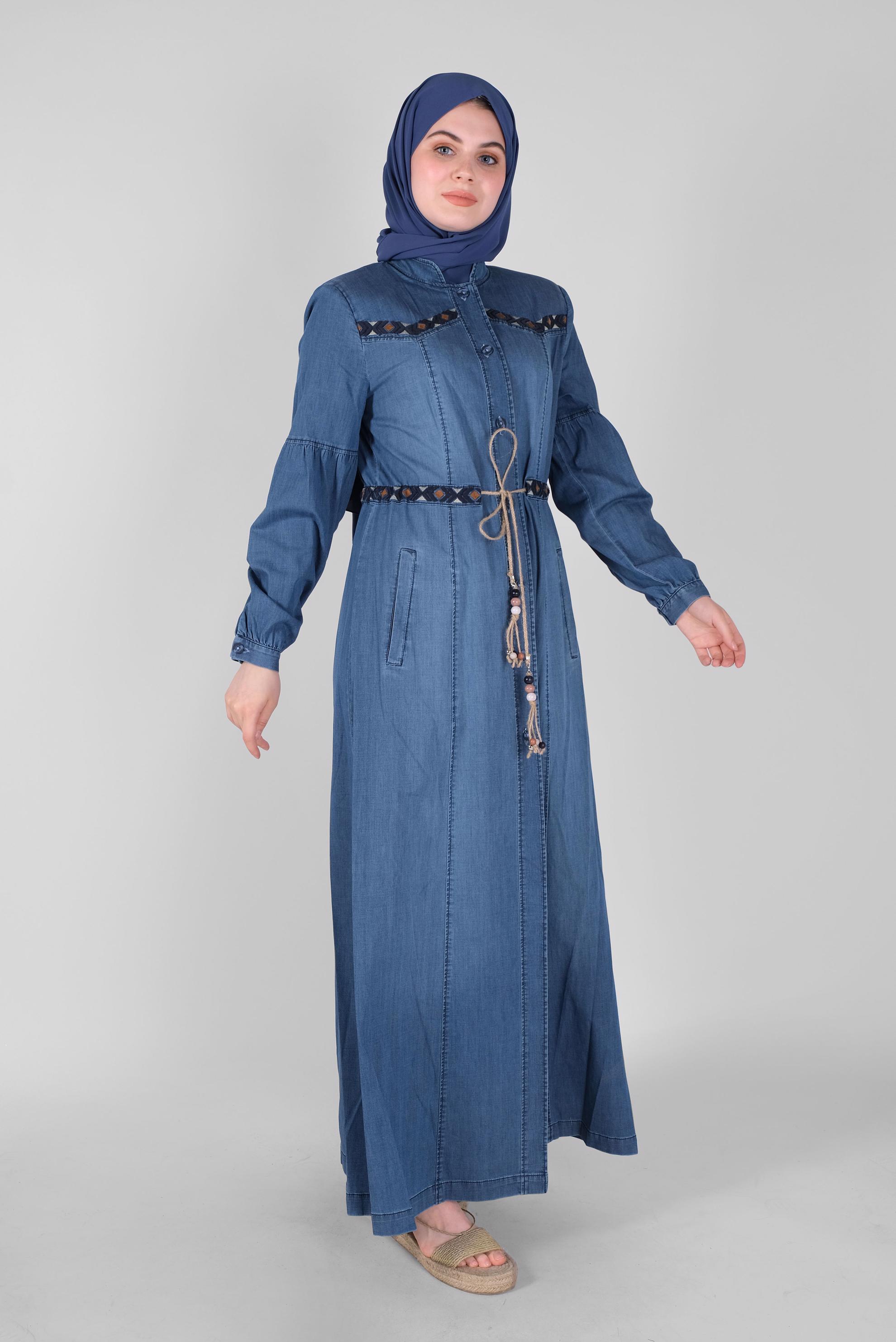 Tesettür giyim LACİVERT DENİM PARDESÜ  10389