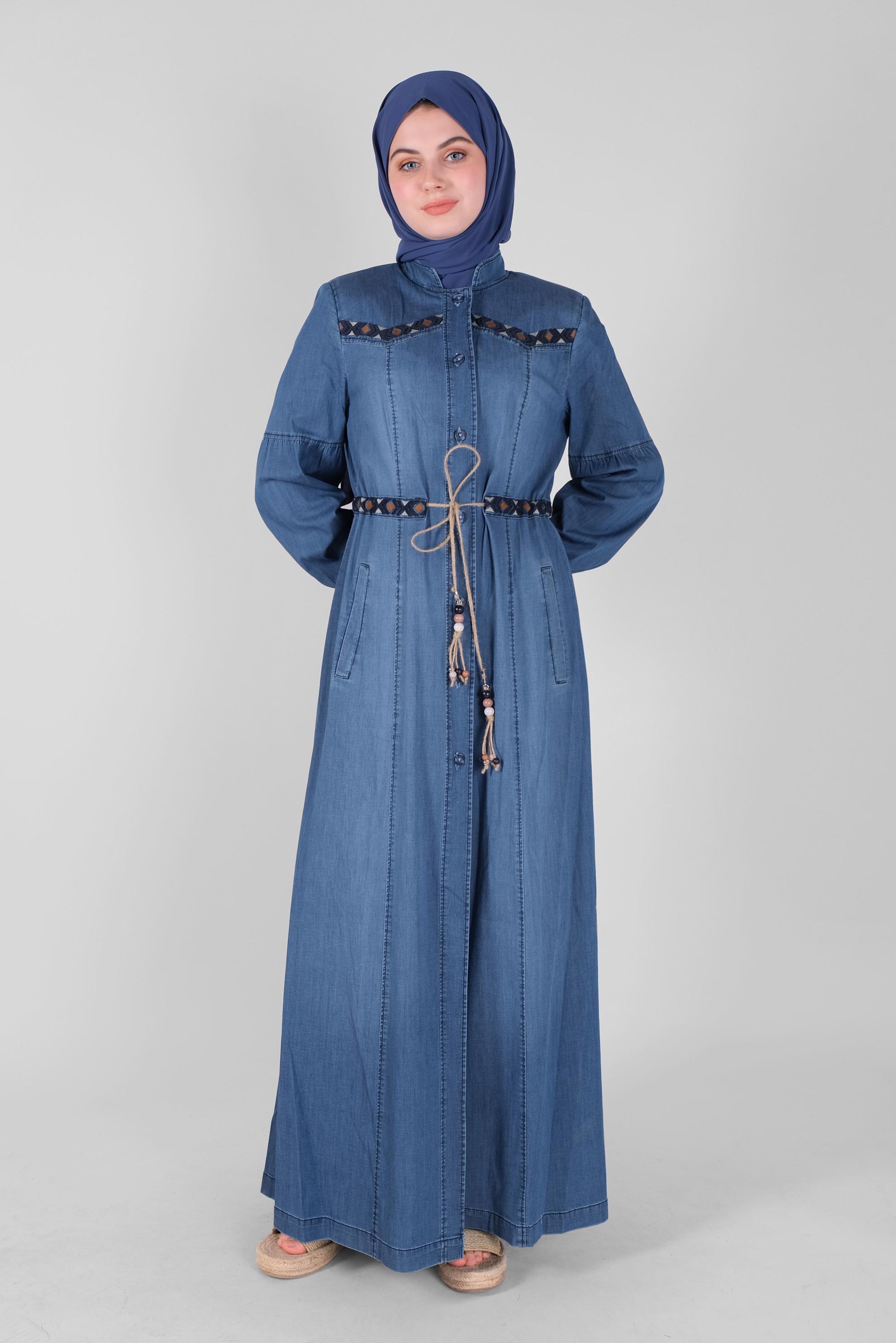 Tesettür giyim LACİVERT DENİM PARDESÜ  10389