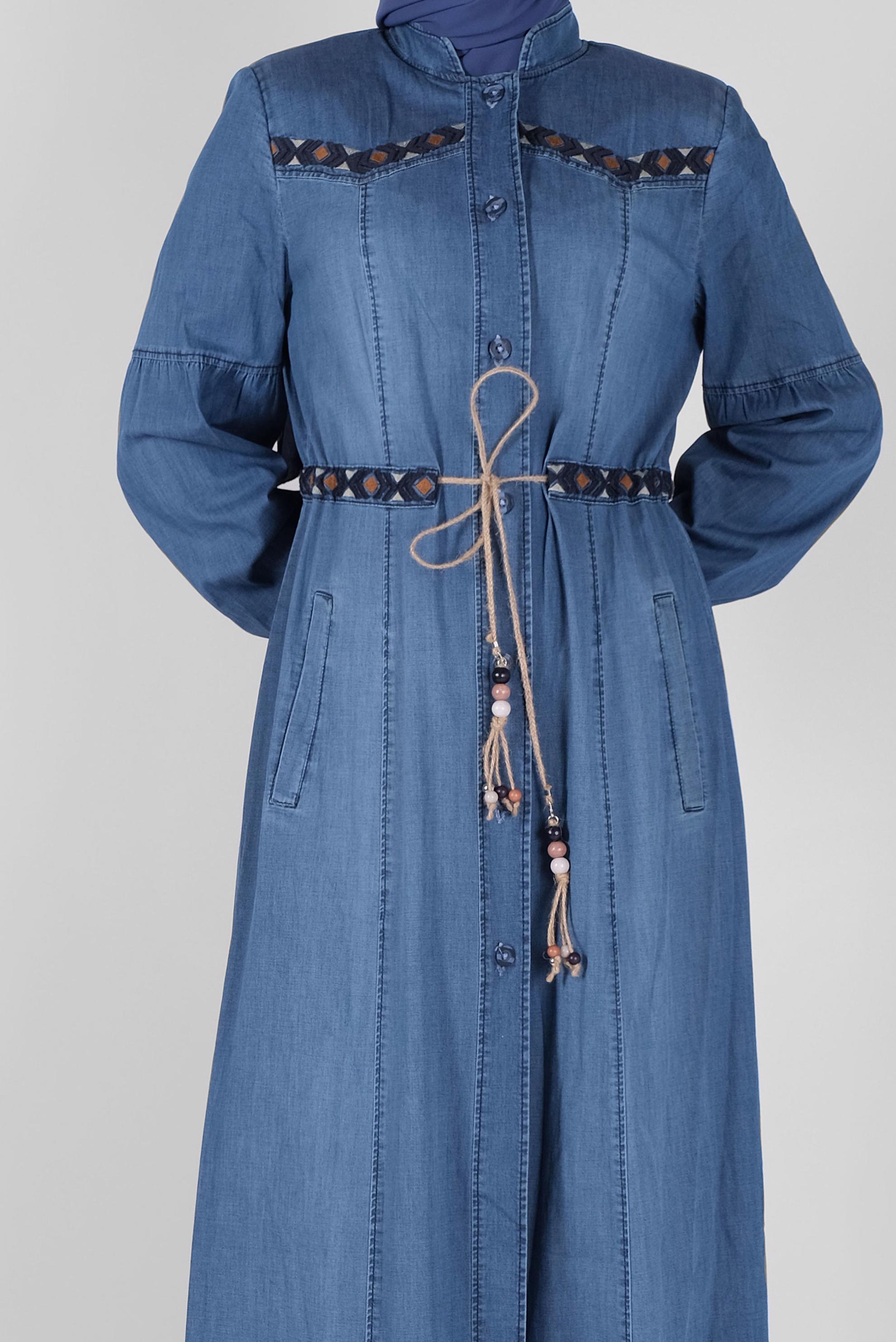 Tesettür giyim LACİVERT DENİM PARDESÜ  10389