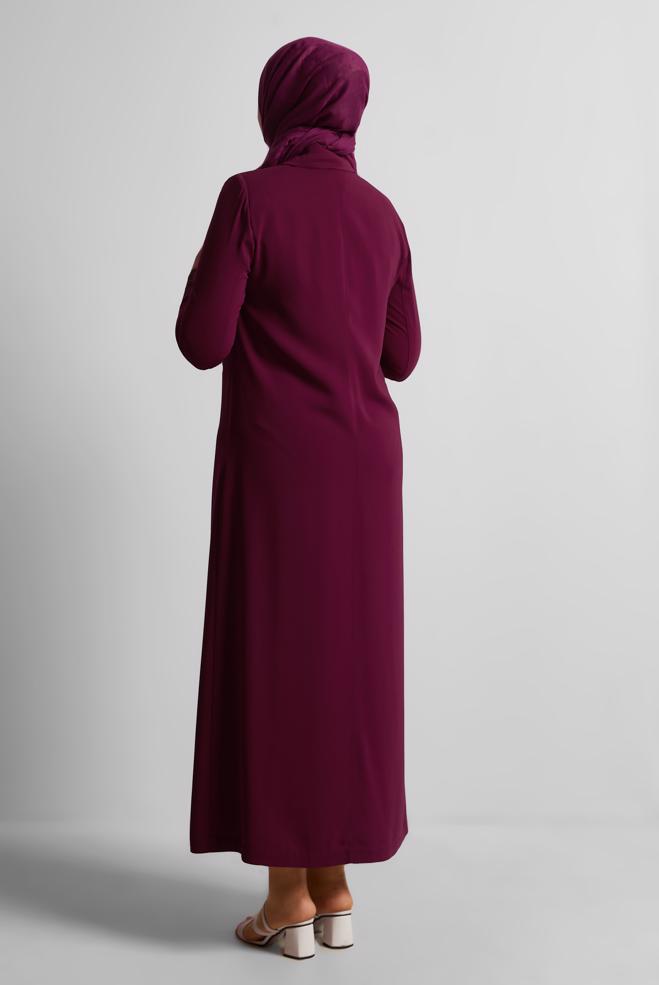 Vêtements hijab ROUGE BORDEAUX COUCHE DE FINITION ZIPPÉE 10398 - ALVİNA