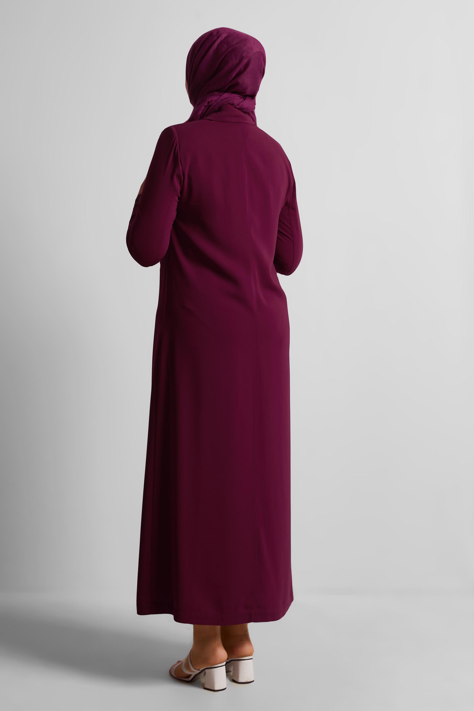 Vêtements hijab ROUGE BORDEAUX COUCHE DE FINITION ZIPPÉE 10398