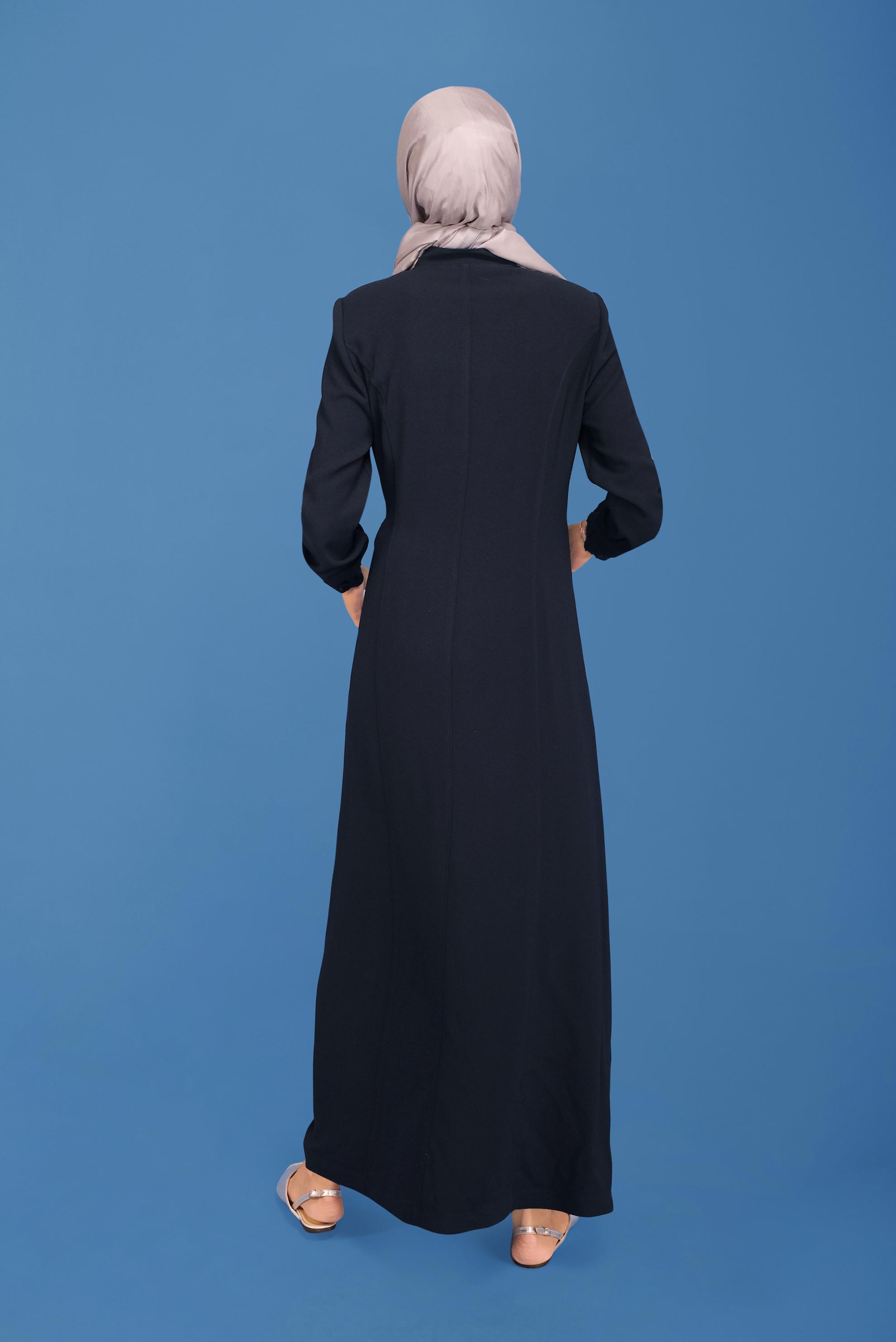 Tesettür giyim LACİVERT İŞLEME DETAYLI BAĞLAMALI PARDESÜ 10400