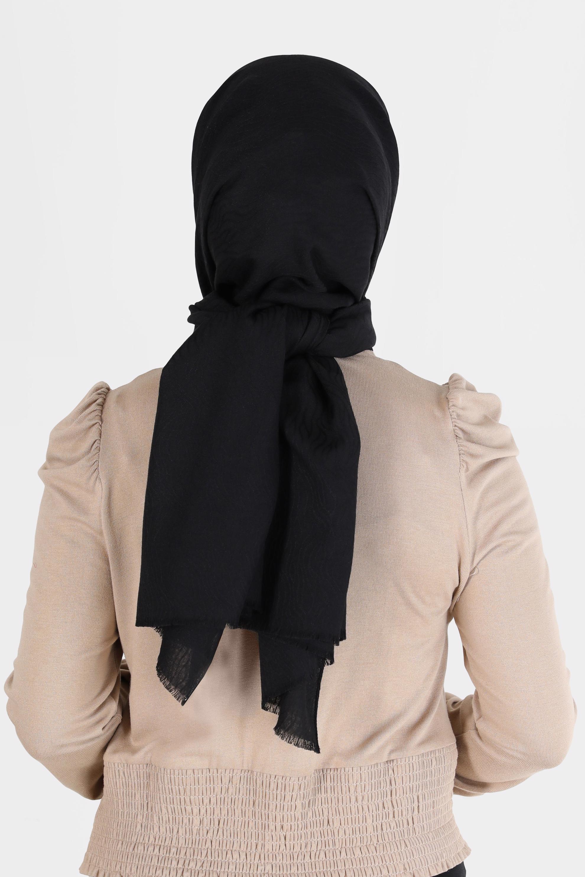 Tesettür giyim SİYAH 8062 ALVİNA AĞAÇ KABUĞU ŞAL (PRM)