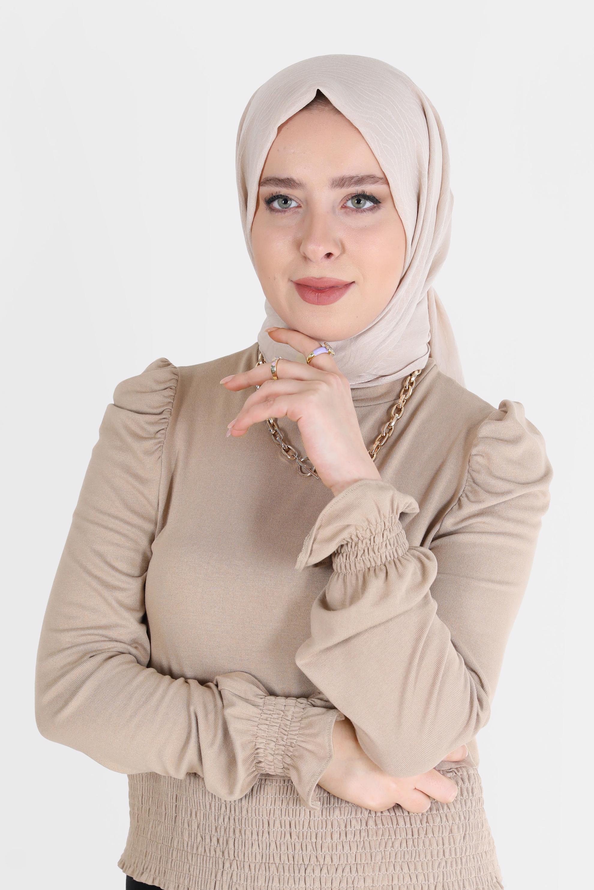 Tesettür giyim BEJ 8062 ALVİNA AĞAÇ KABUĞU ŞAL (PRM)