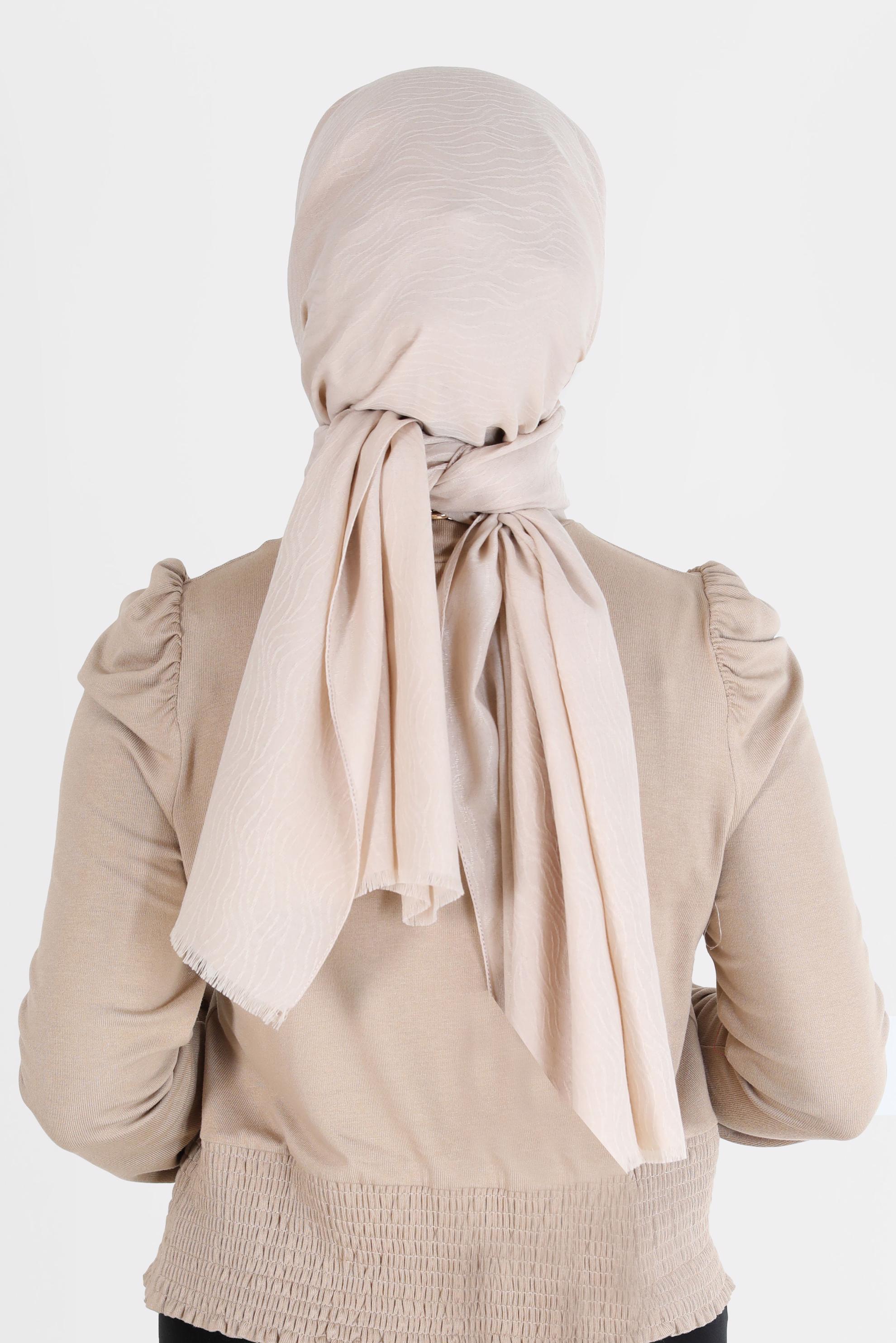 Tesettür giyim BEJ 8062 ALVİNA AĞAÇ KABUĞU ŞAL (PRM)