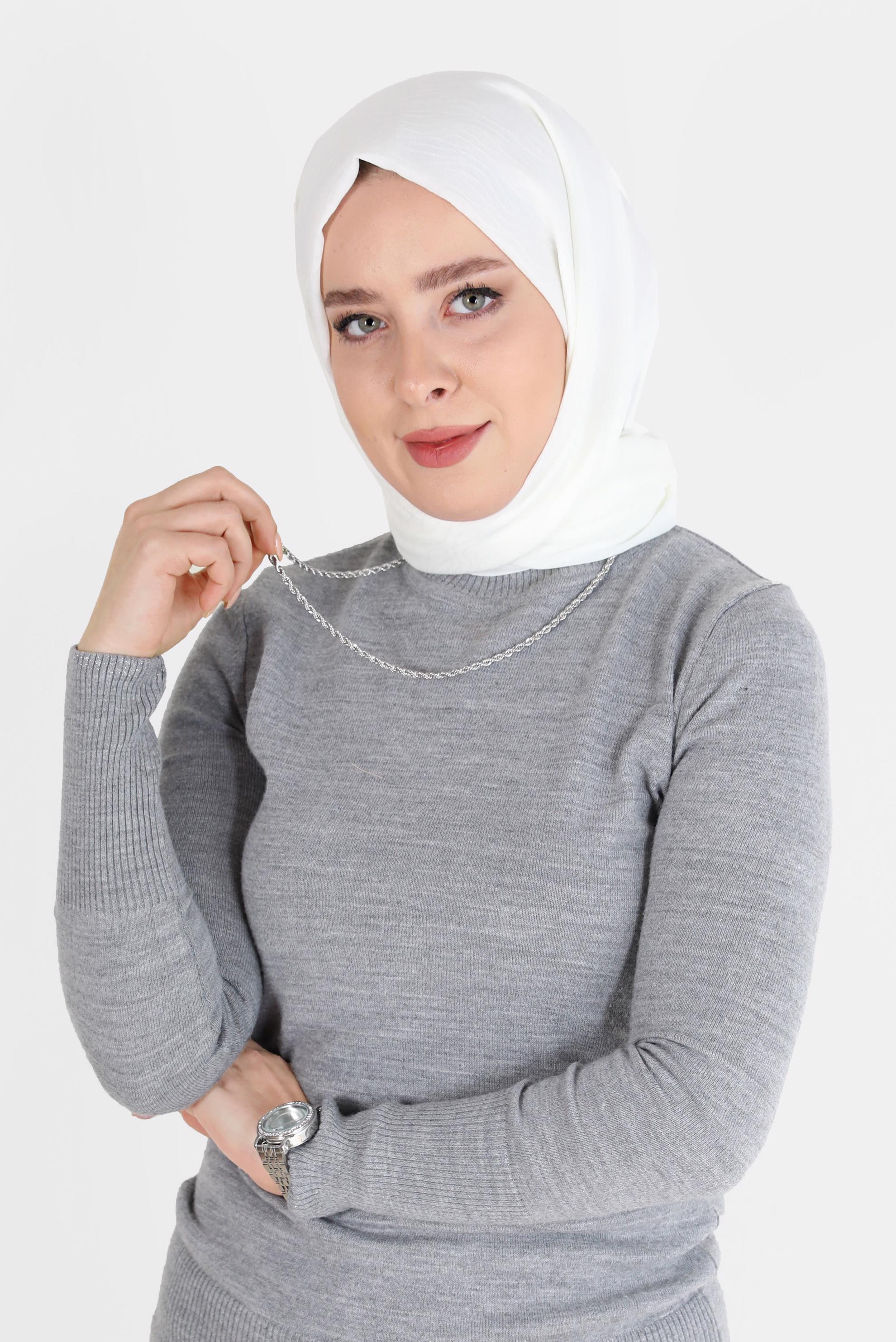 Tesettür giyim EKRU 8062 ALVİNA AĞAÇ KABUĞU ŞAL (PRM)