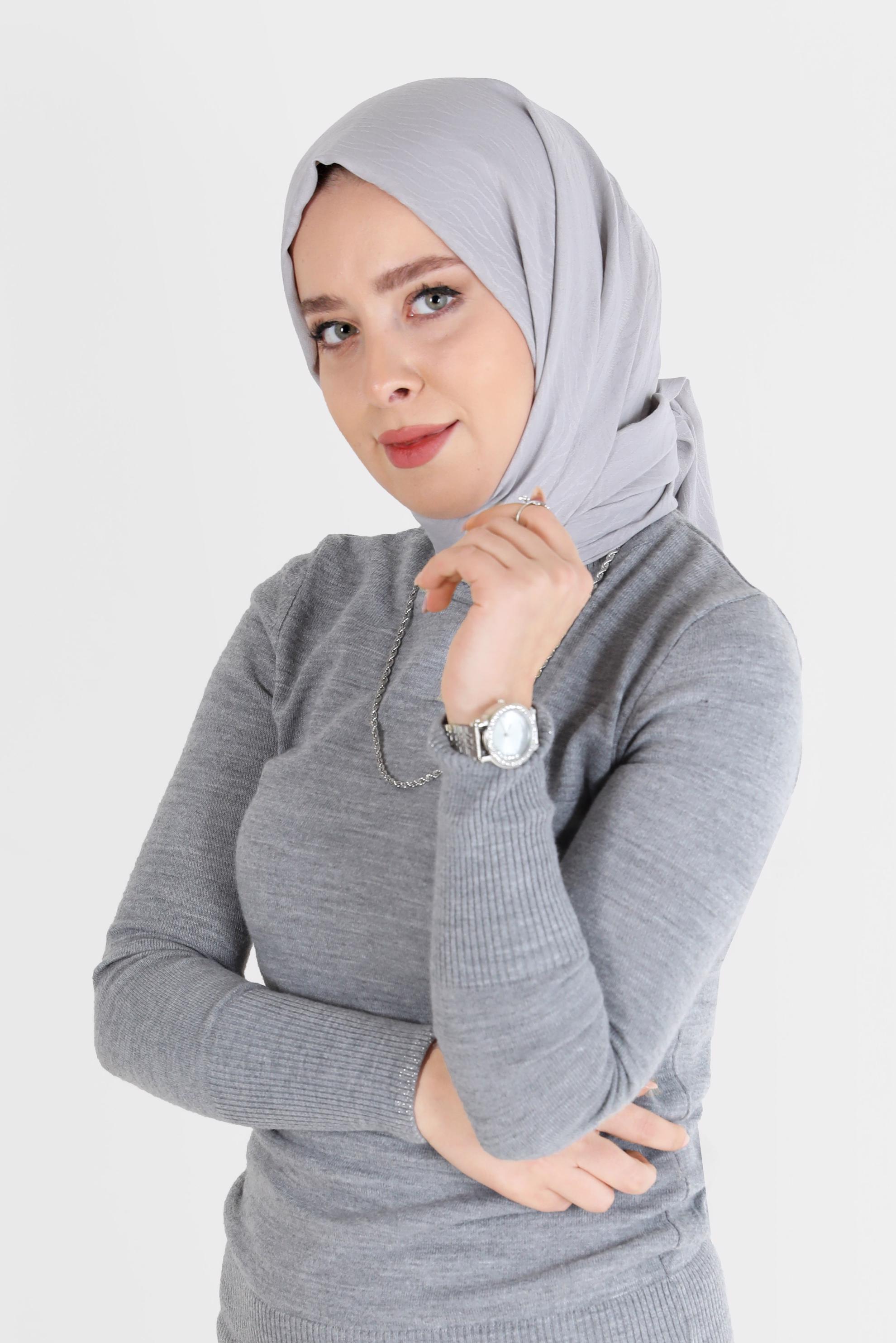 Tesettür giyim GÜMÜŞ 8062 ALVİNA AĞAÇ KABUĞU ŞAL (PRM)